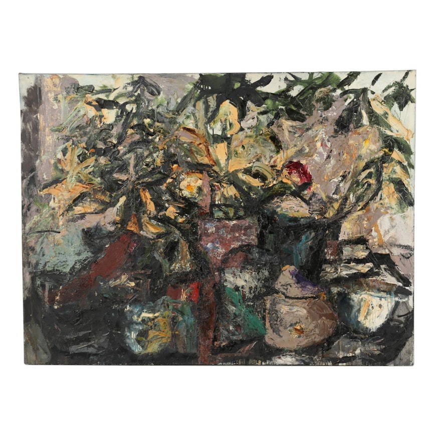 Richard Snyder 1985 Monumental Abstract Oil Painting "Still Life"