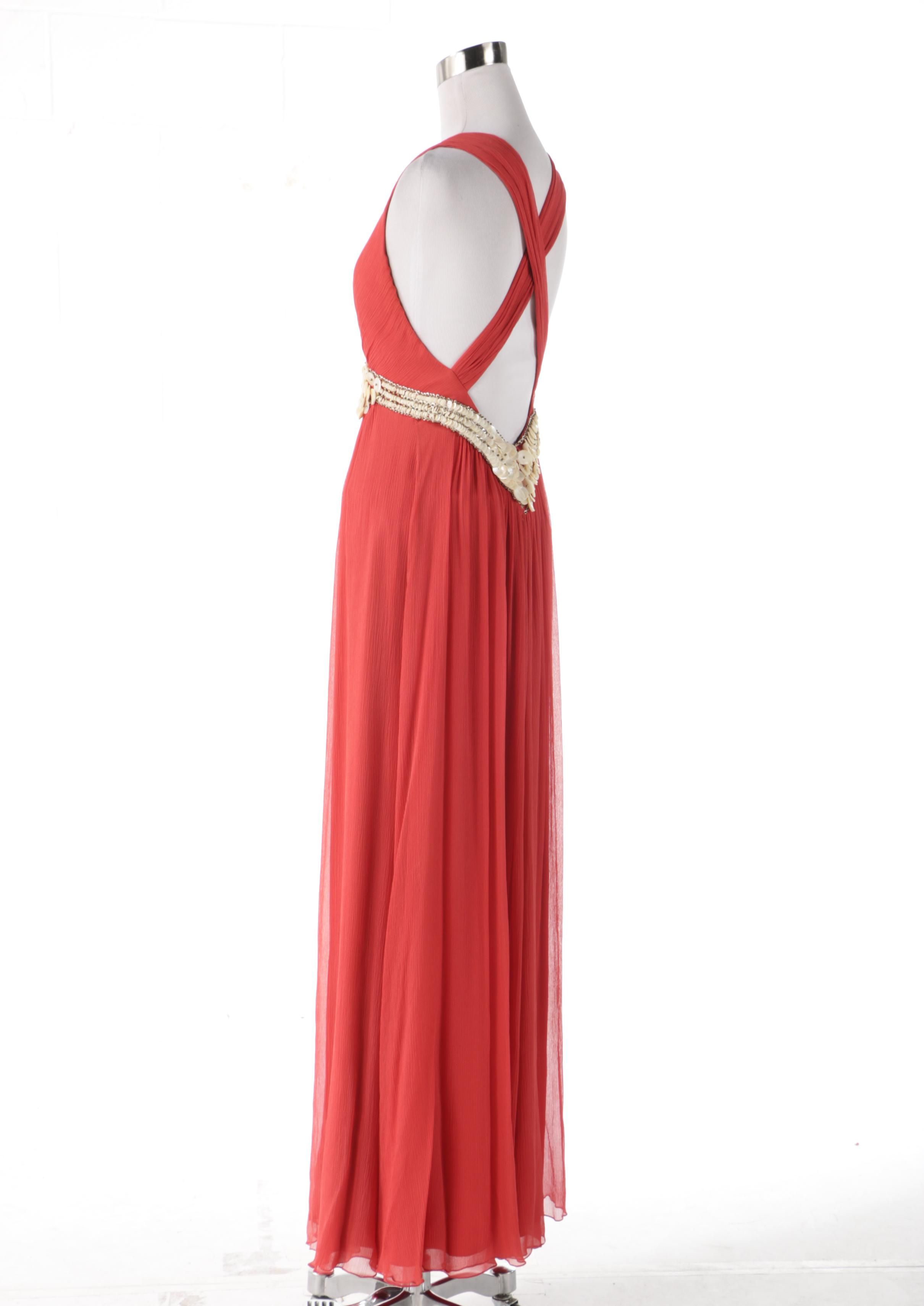 Temperley London Red Silk Beaded V-Cut Dress Worn at CMT Music Awards, 2011