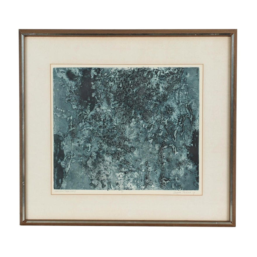 Margaret Philbrick Abstract Etching "Unknown Territory"