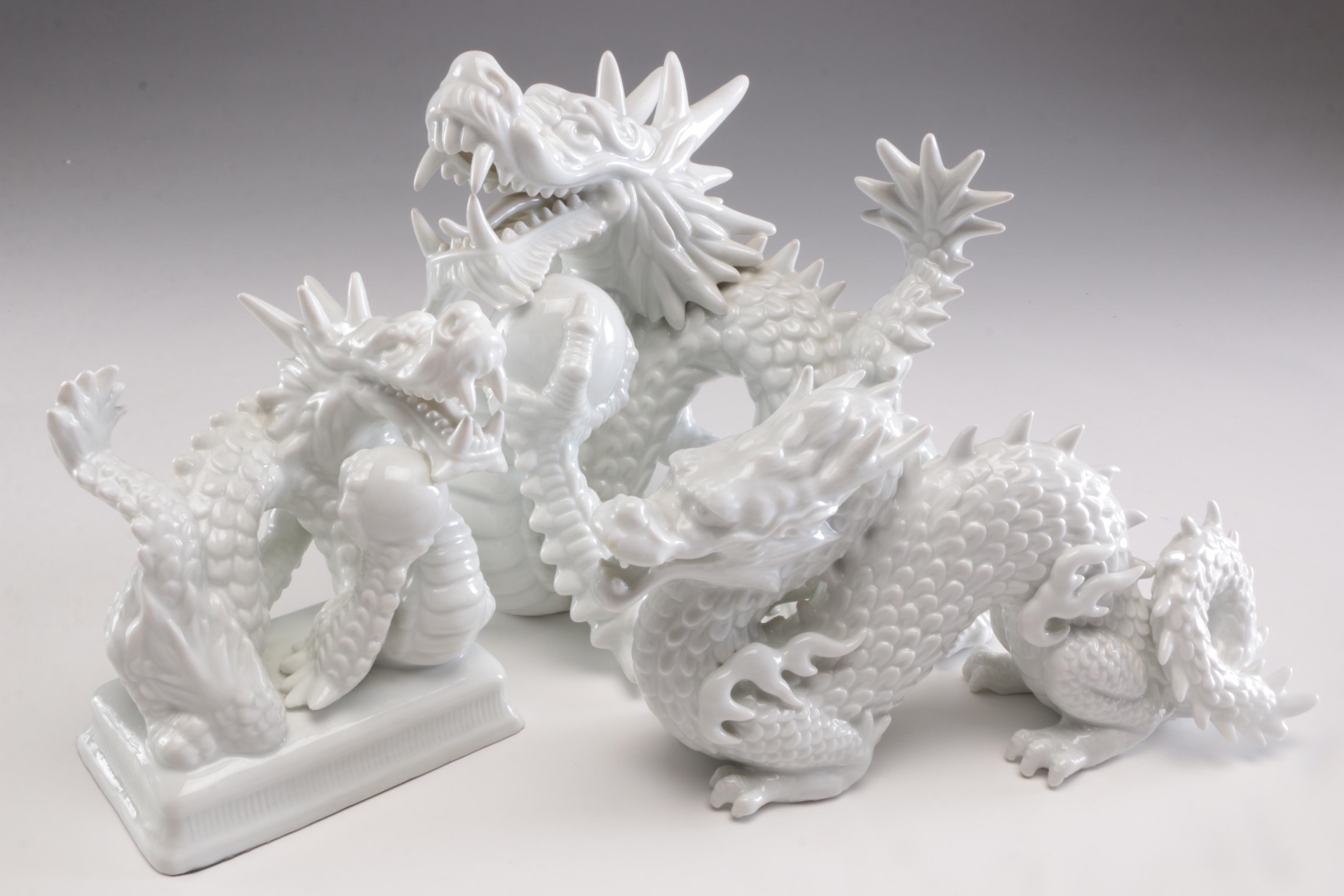 Fitz & Floyd Porcelain Dragon Figures, Contemporary