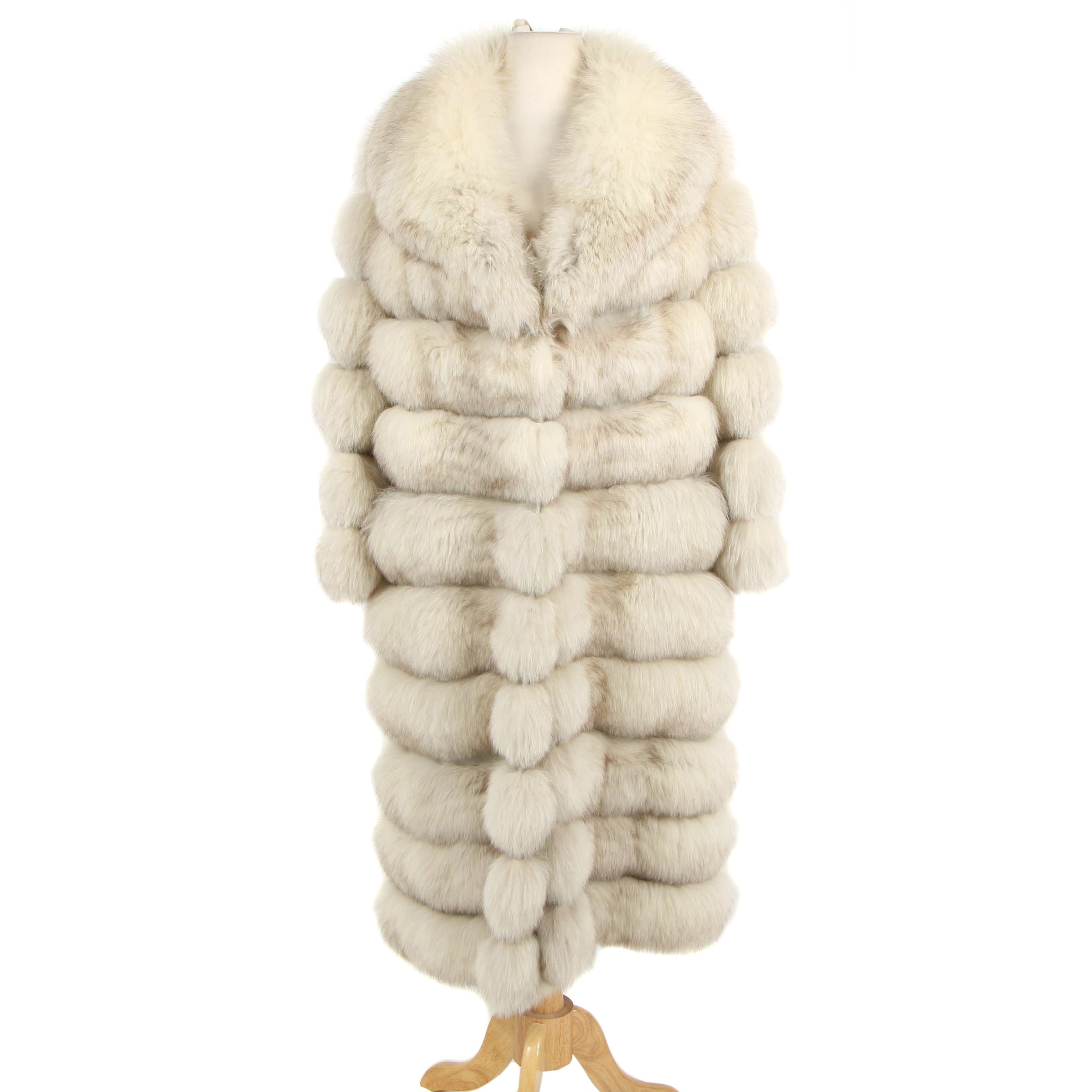 Donald Brooks Fox Fur Extendable Coat with Shawl Collar, Vintage