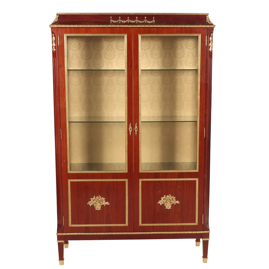 Louis XV/XVI Transitional Style Brass-Mounted Display Cabinet, Late 20th Century