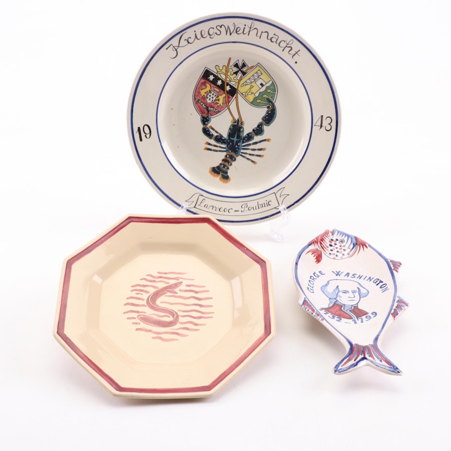 Henriot Quimper George Washington and Sea Life Themed Plates