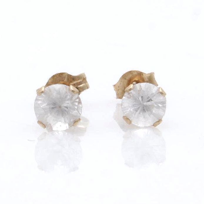 14K Yellow Gold Cubic Zirconia Stud Earrings