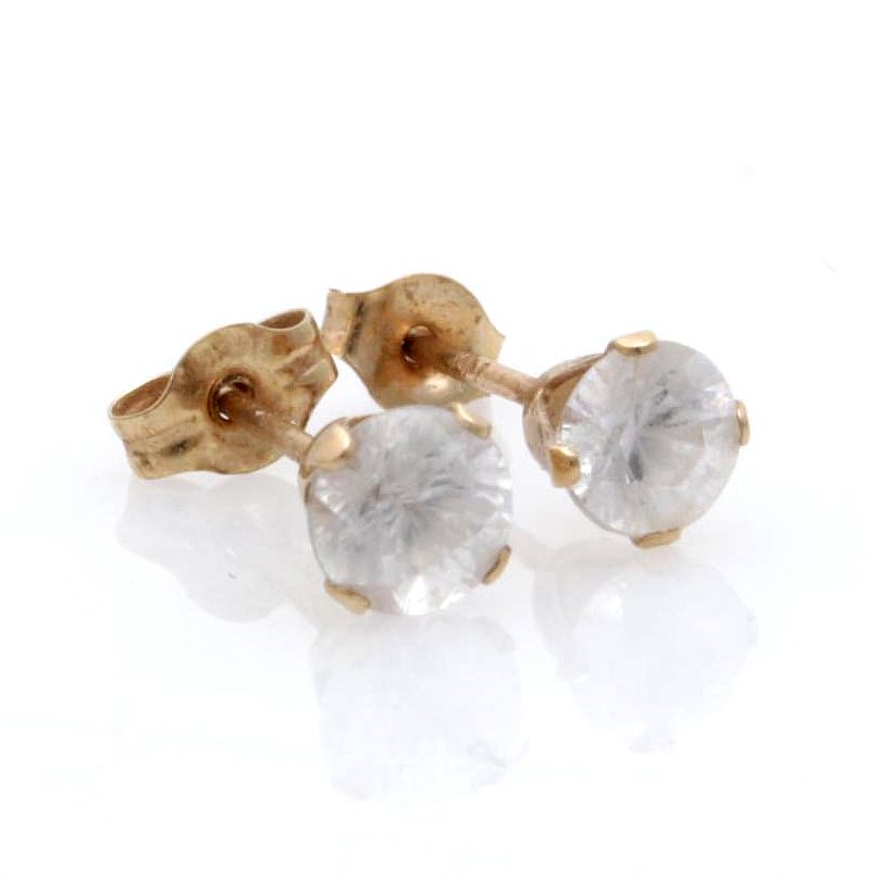14K Yellow Gold Cubic Zirconia Stud Earrings
