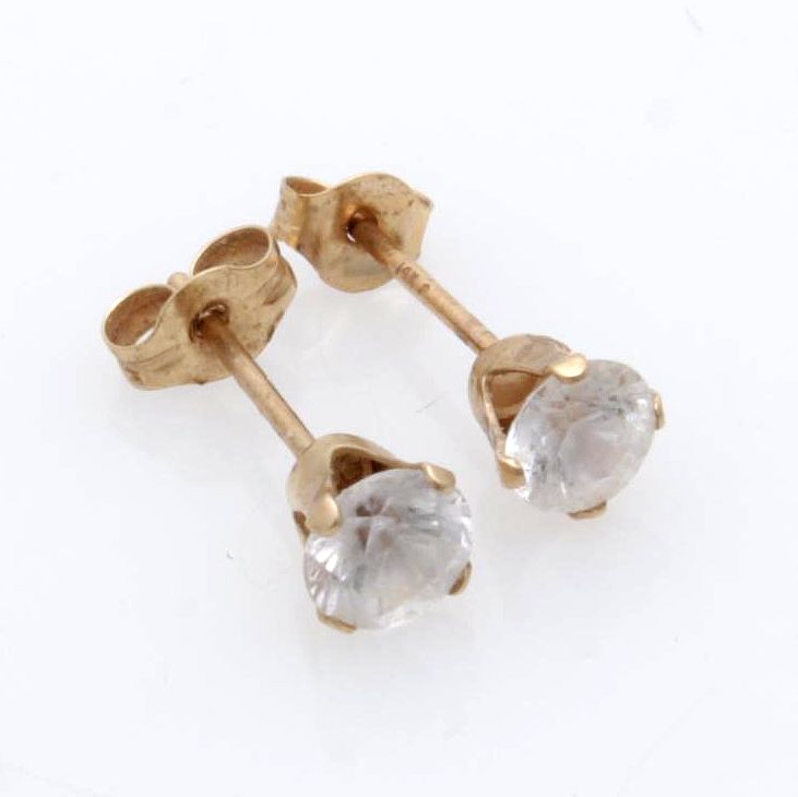 14K Yellow Gold Cubic Zirconia Stud Earrings