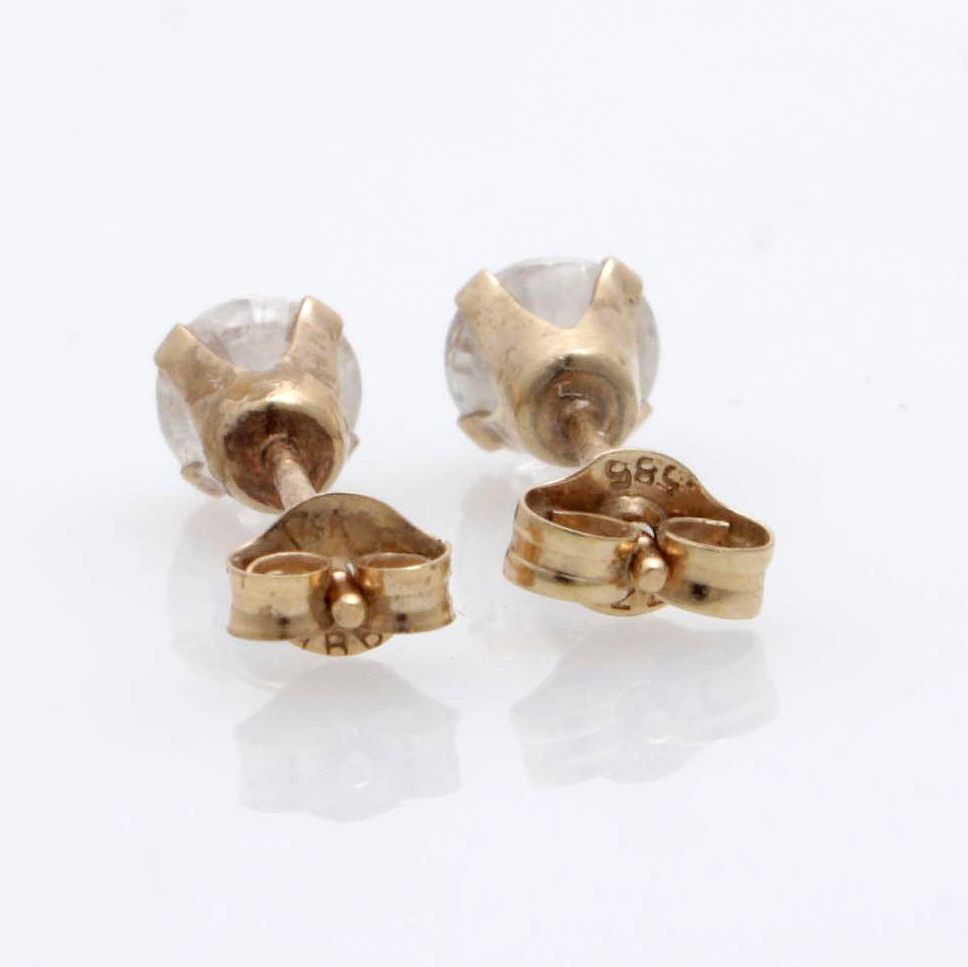 14K Yellow Gold Cubic Zirconia Stud Earrings