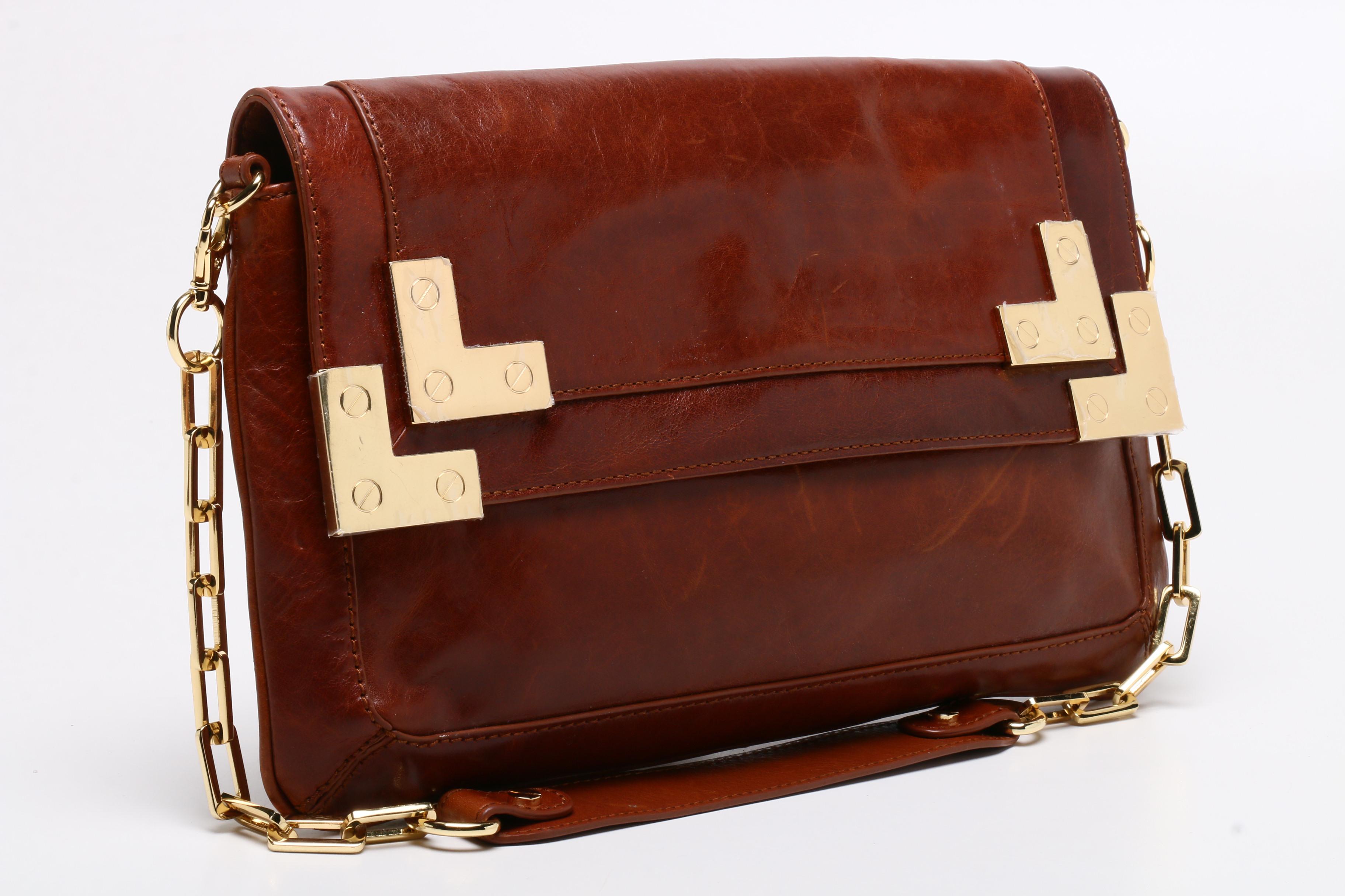 Tory Burch Brown Leather Bag, Lauren Merkin Leather Clutch and BCBG Bag