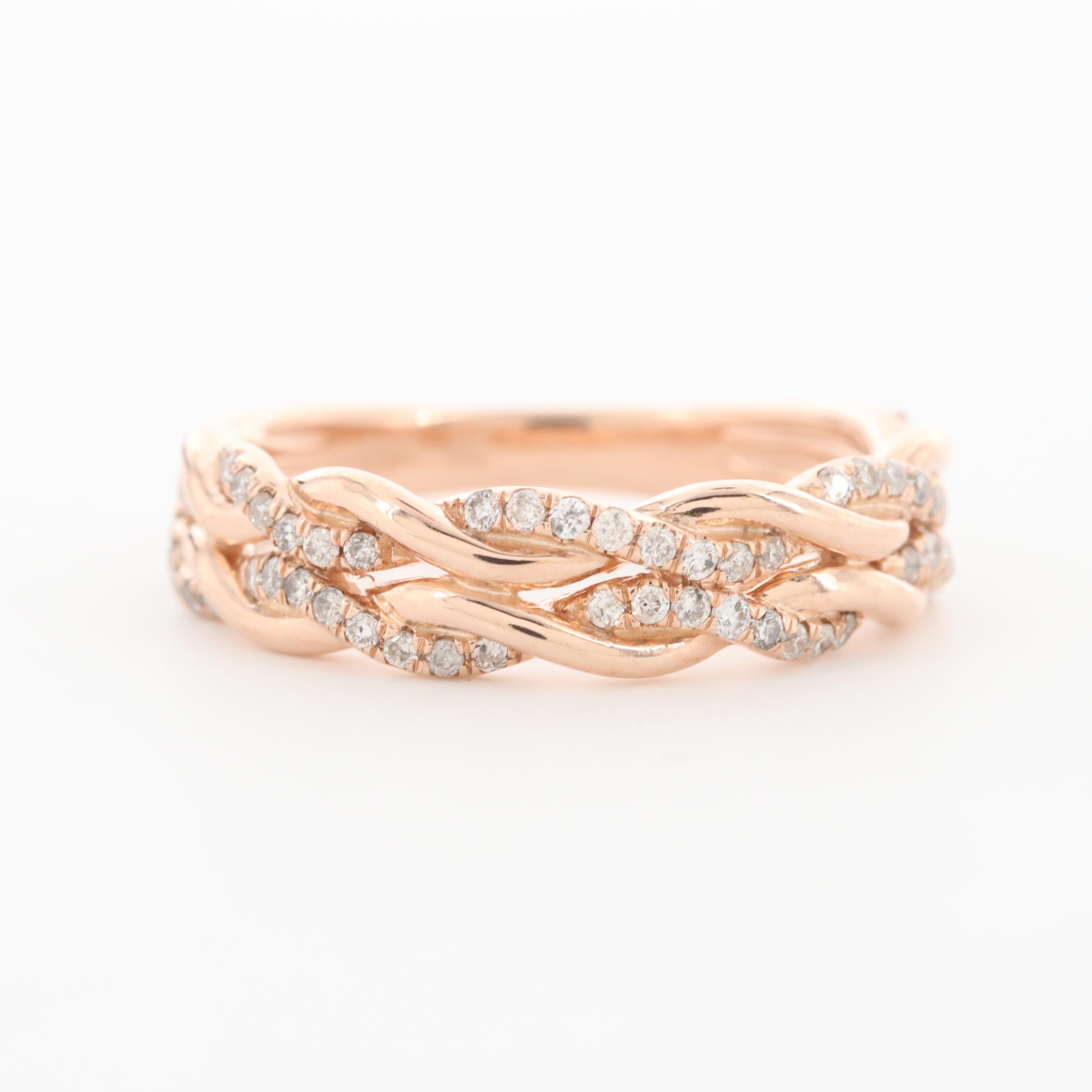 10K Rose Gold Diamond Band