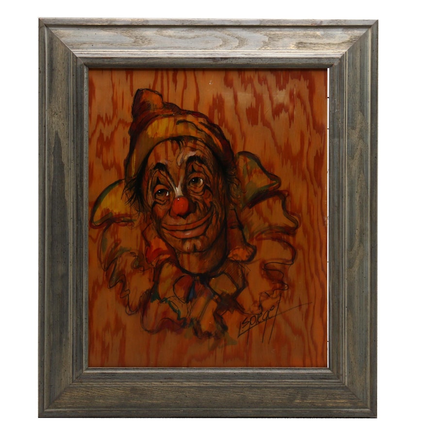 Louis Spiegel Clown Portrait Oil Painting