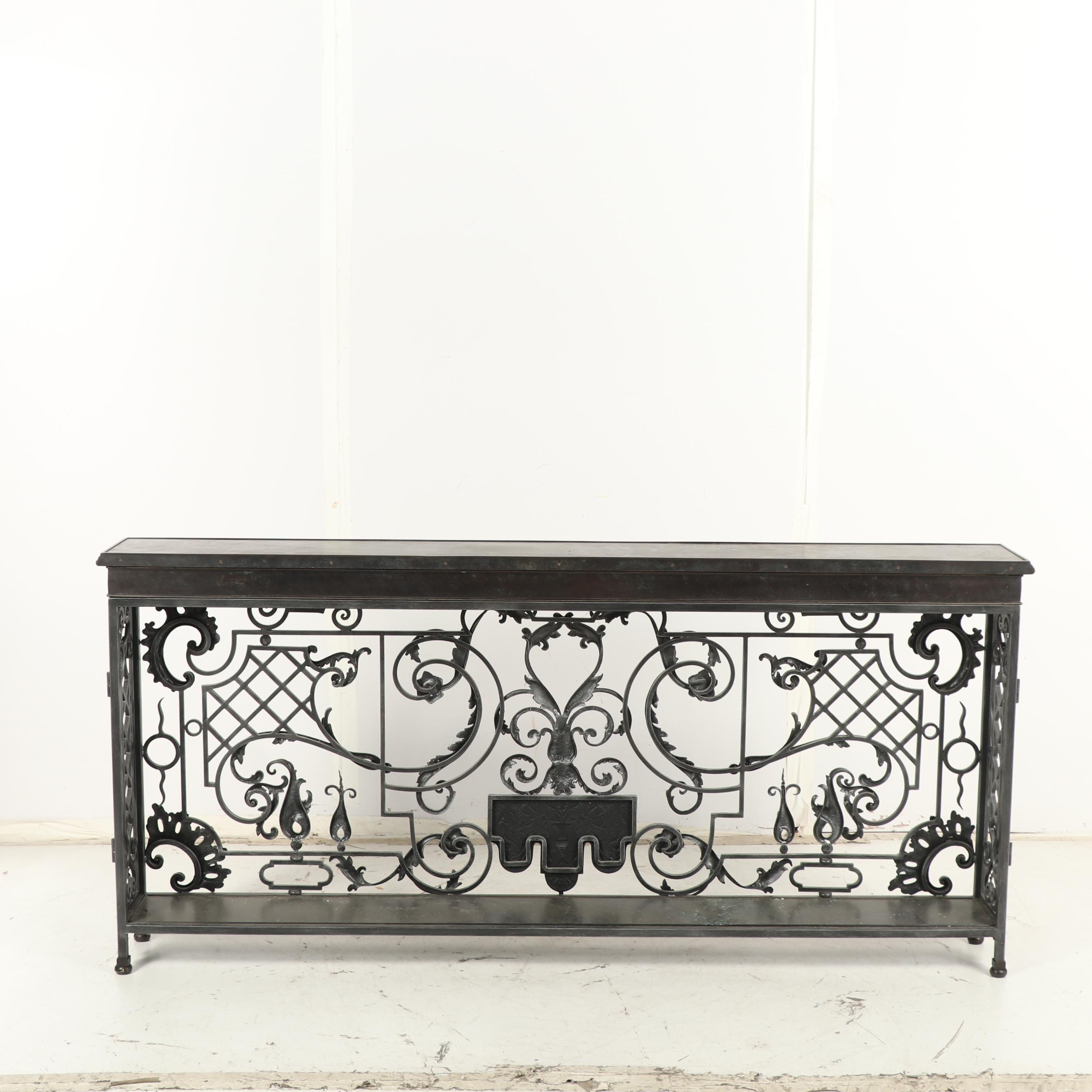 Contemporary Renaissance Style Patinated Metal Console Table