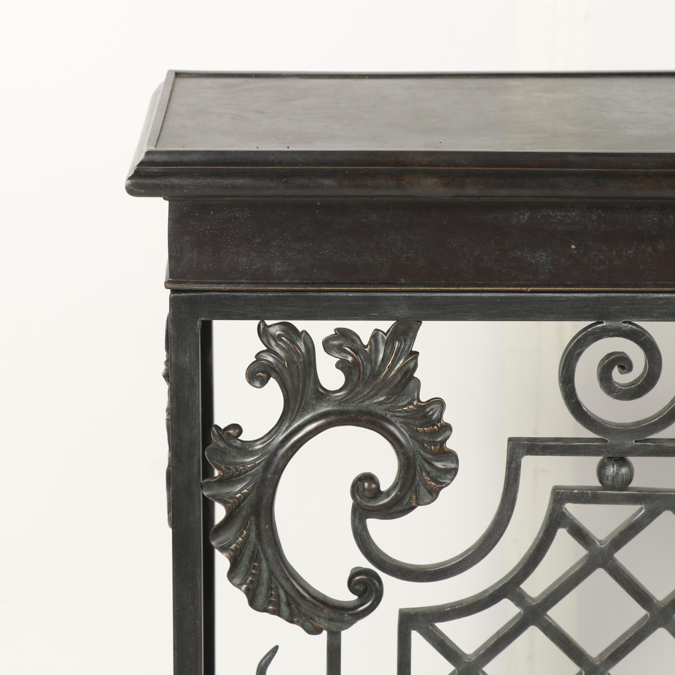 Contemporary Renaissance Style Patinated Metal Console Table