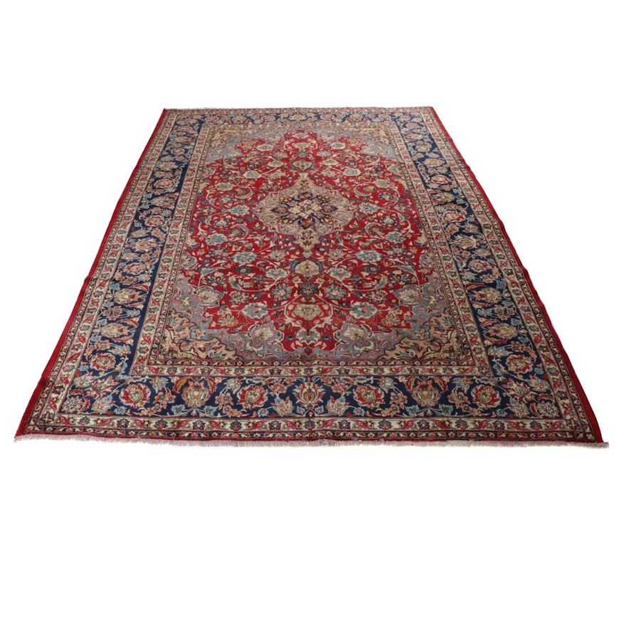 9'9 x 13'2 Hand-Knotted Persian Isfahan Room-Sized Rug, circa 1970s