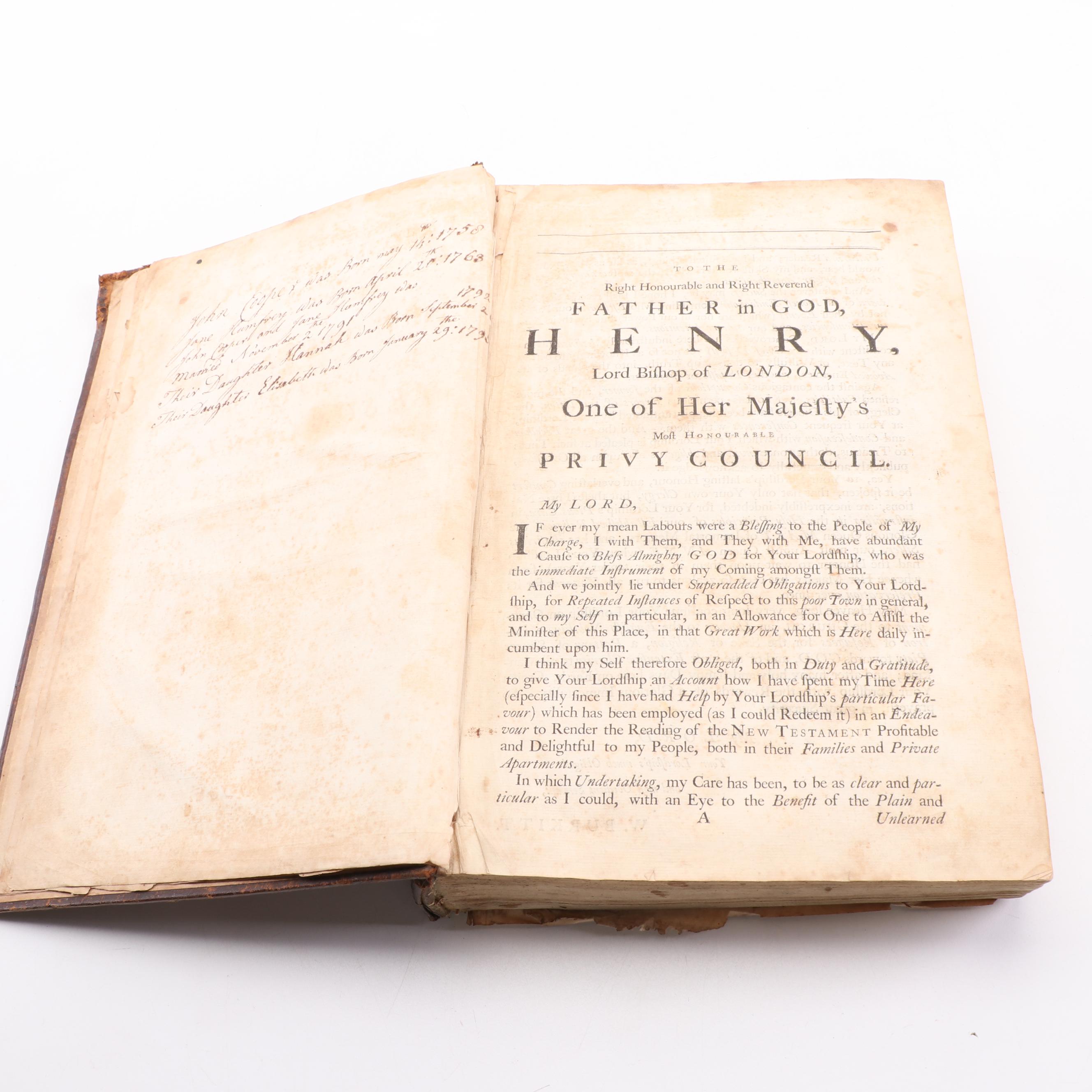 1739 "Burkitt on the New Testament" by William Burkitt