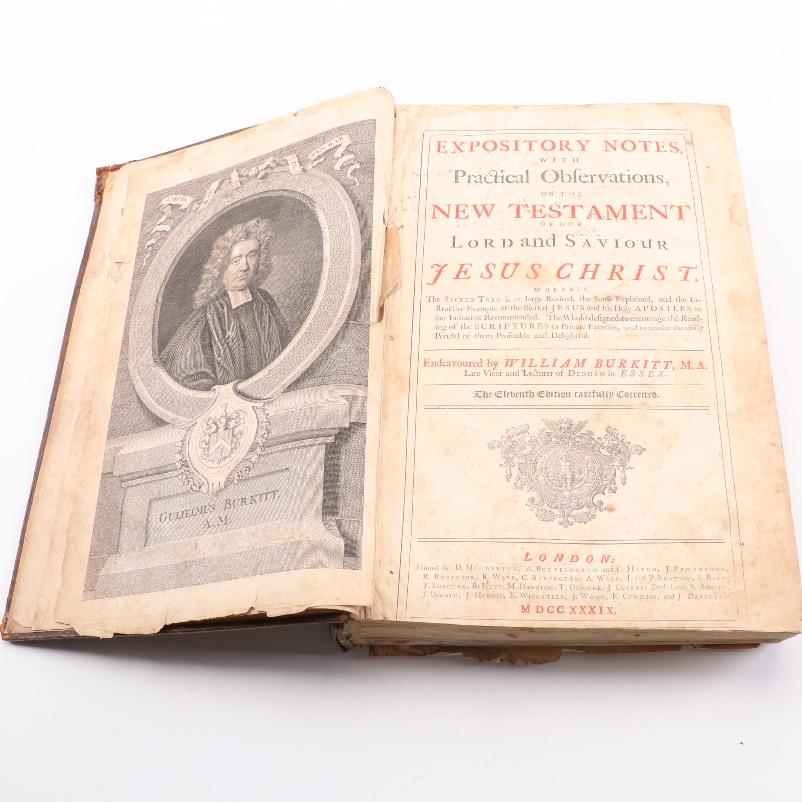 1739 "Burkitt on the New Testament" by William Burkitt