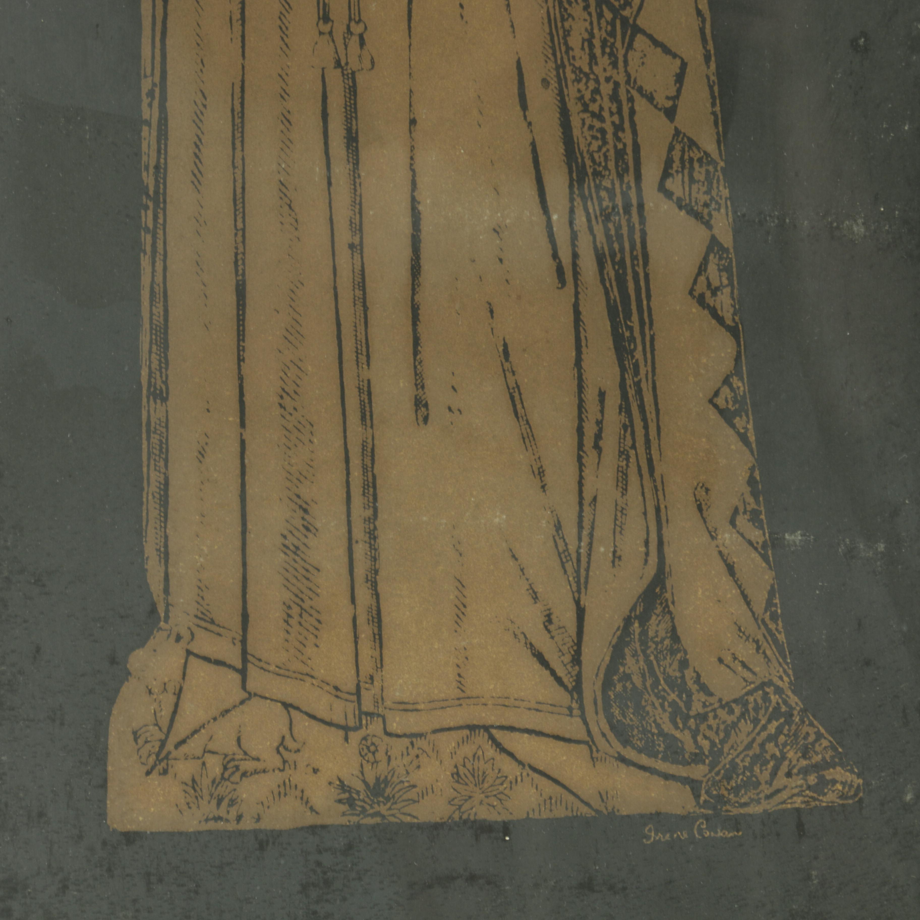 Irene Cowan English Brass Tomb Rubbing of Lady Elizabeth Cobham (Say) 1473