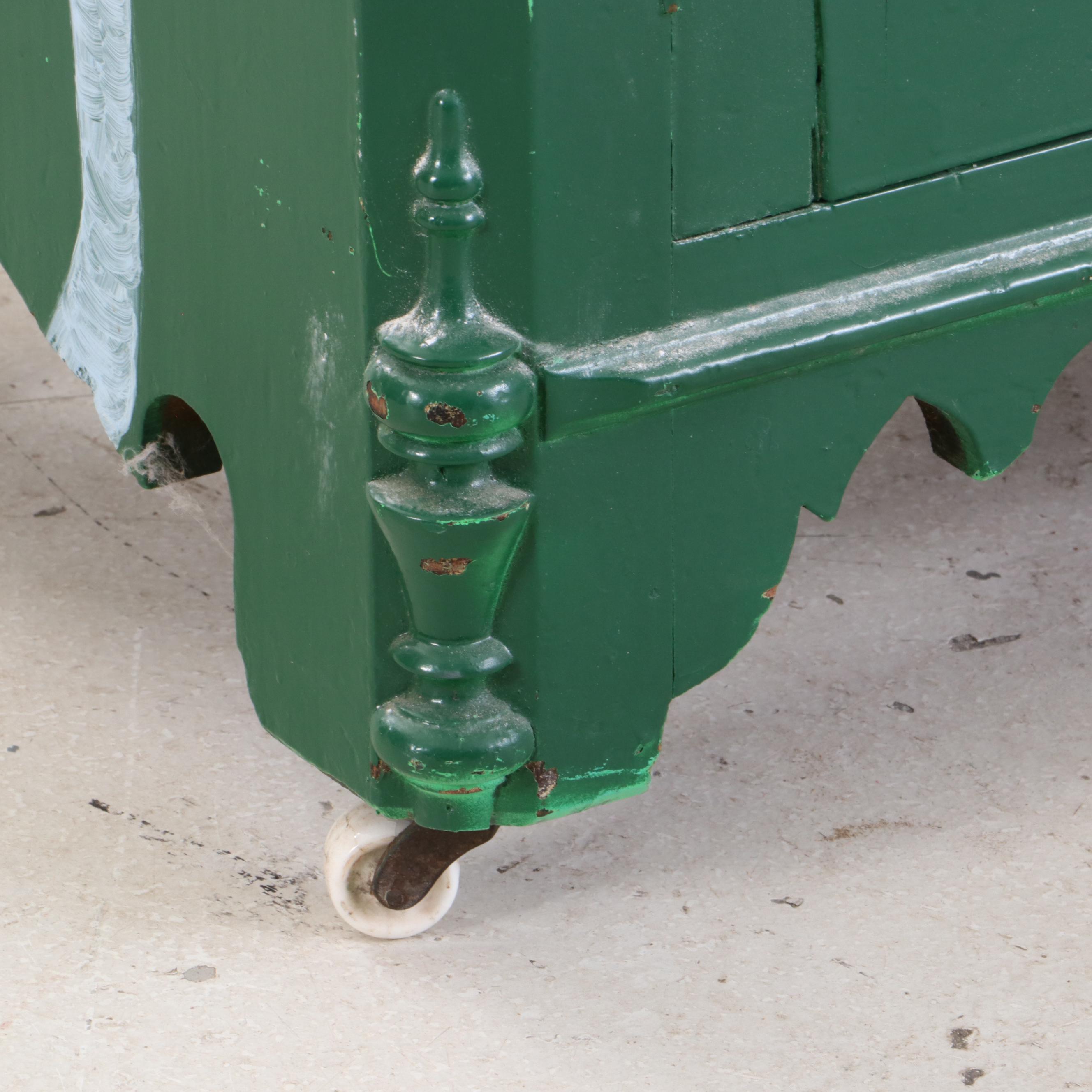 Victorian Paint-Decorated and White Marble Washstand, Late 19th Century & Later