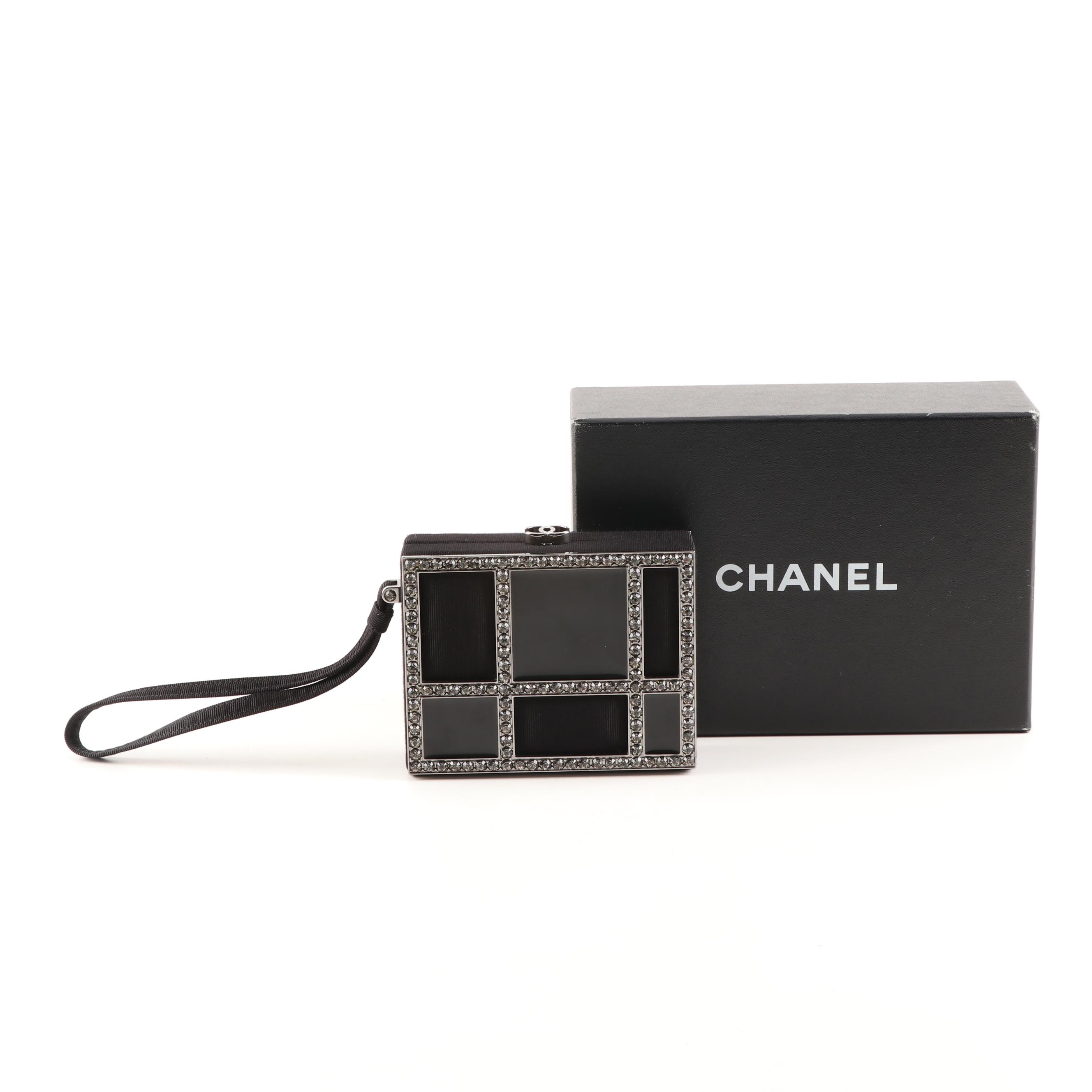 Chanel Grosgrain and Enamel Minaudière with Crystals and Ruthenium Hardware