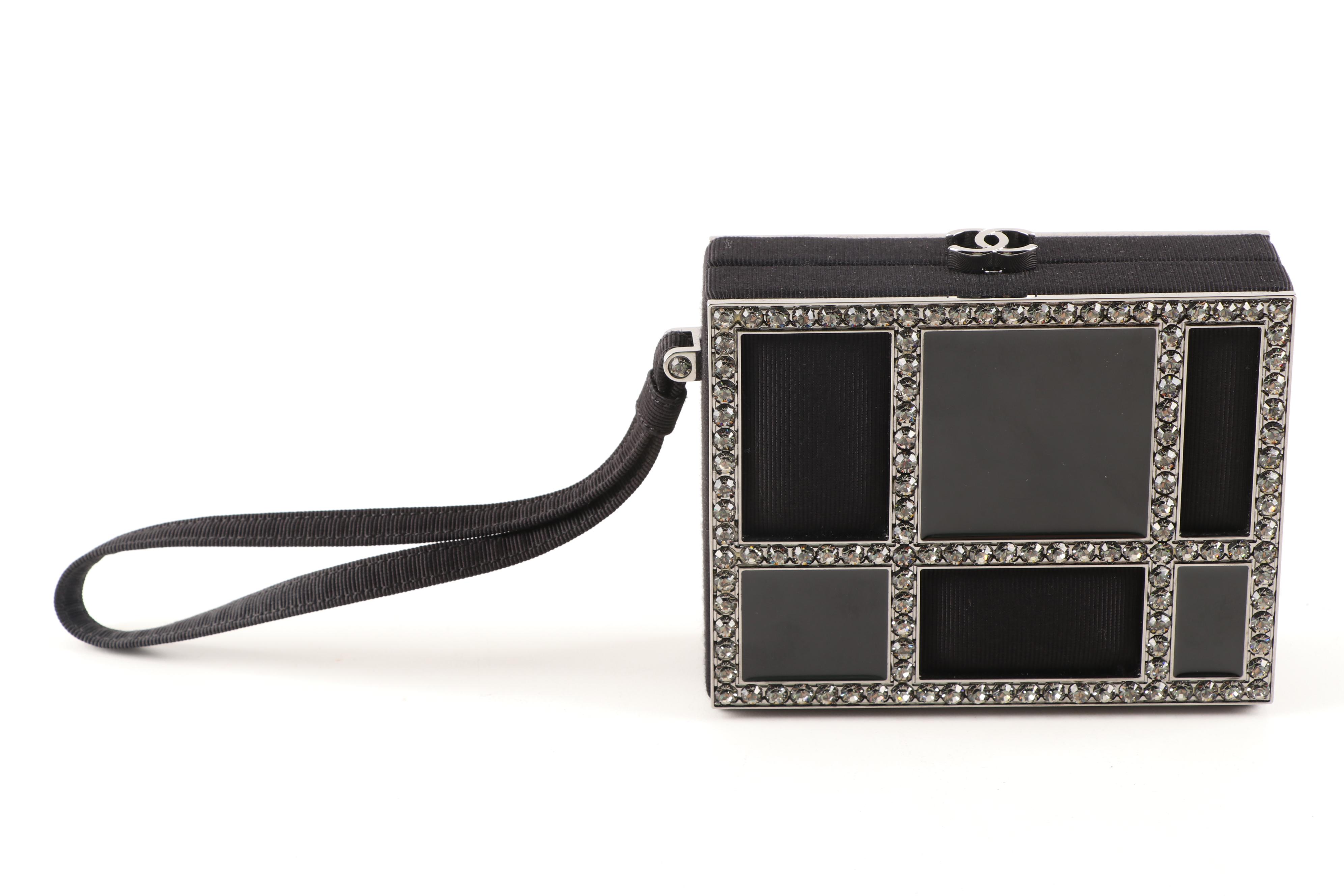 Chanel Grosgrain and Enamel Minaudière with Crystals and Ruthenium Hardware