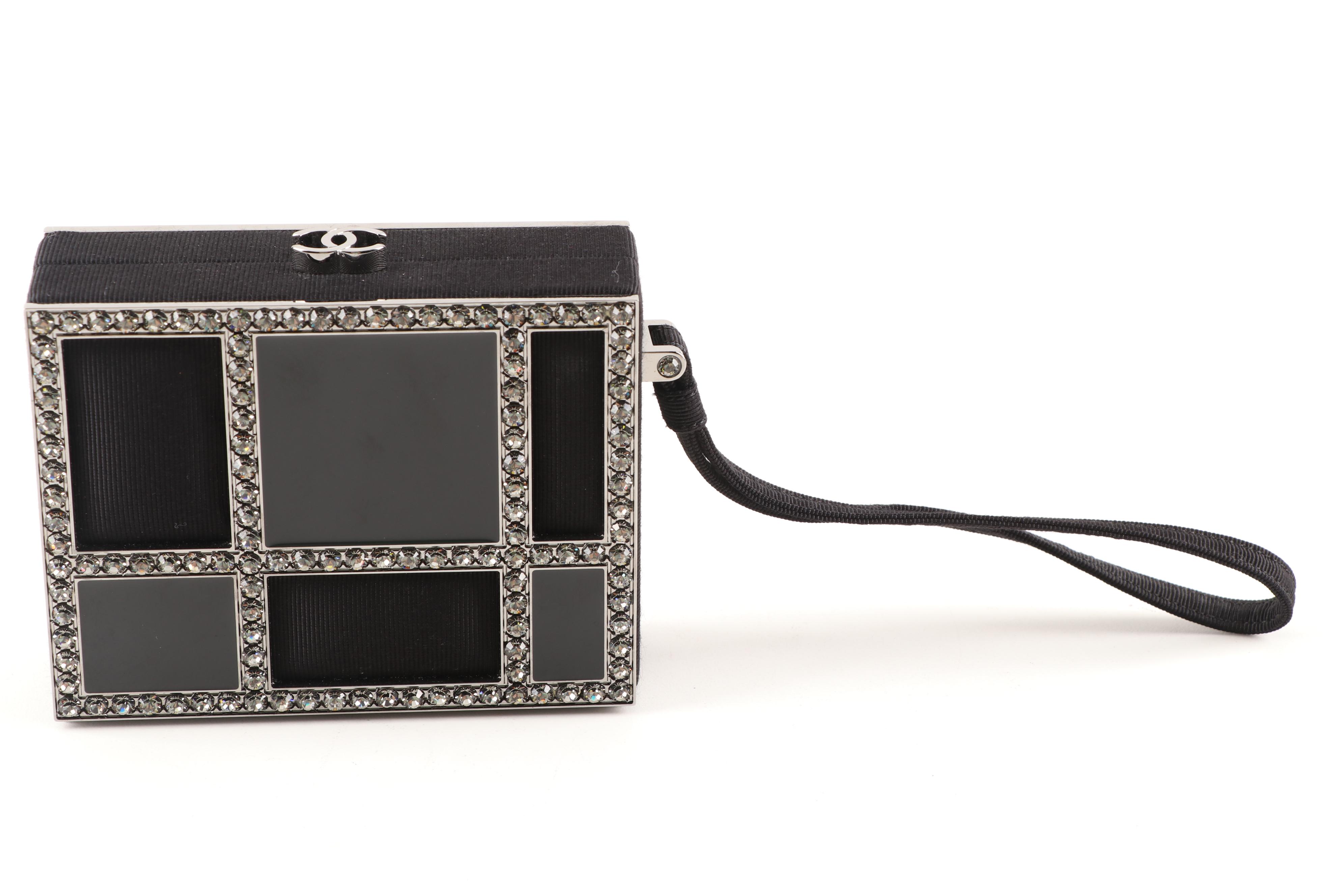 Chanel Grosgrain and Enamel Minaudière with Crystals and Ruthenium Hardware