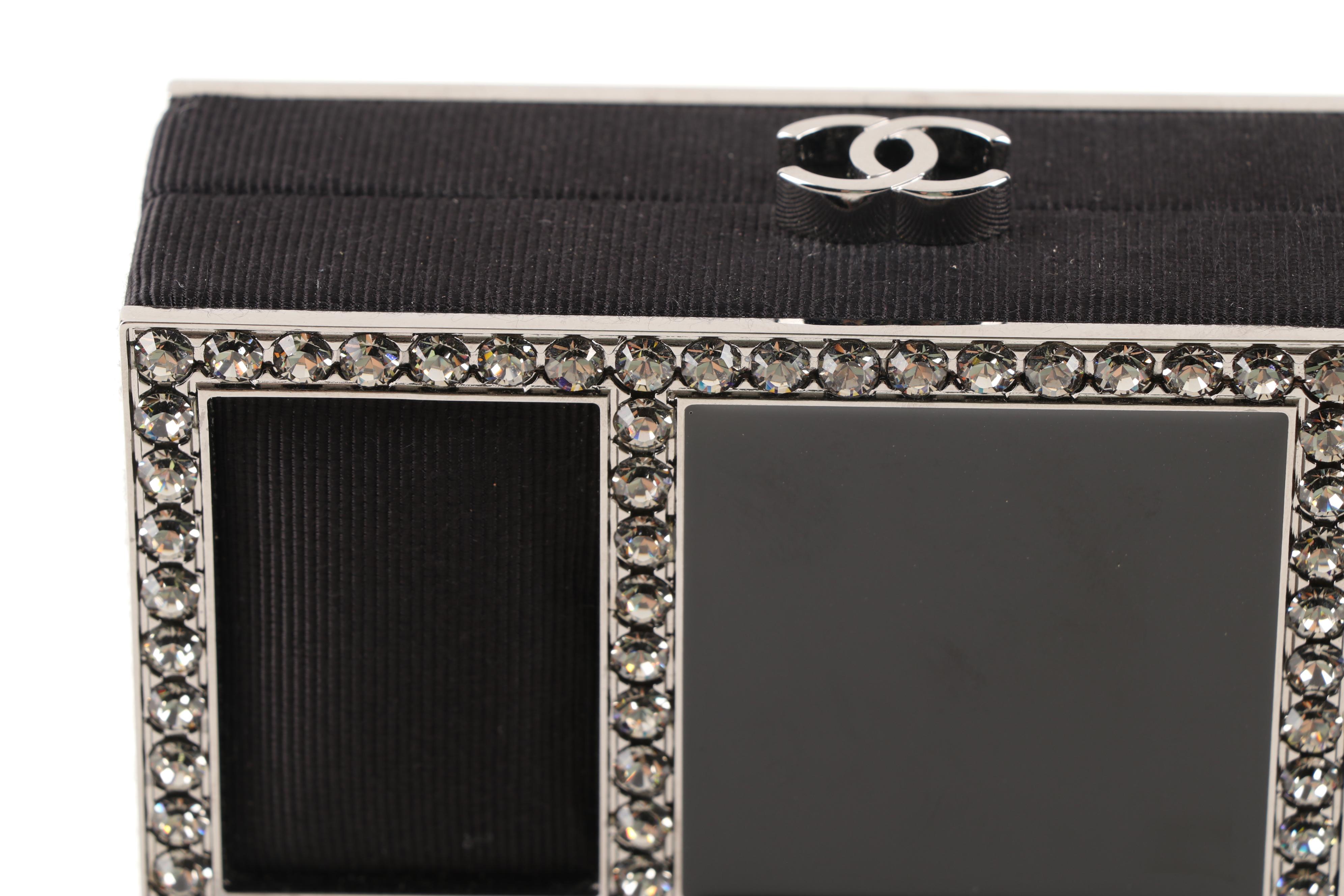 Chanel Grosgrain and Enamel Minaudière with Crystals and Ruthenium Hardware