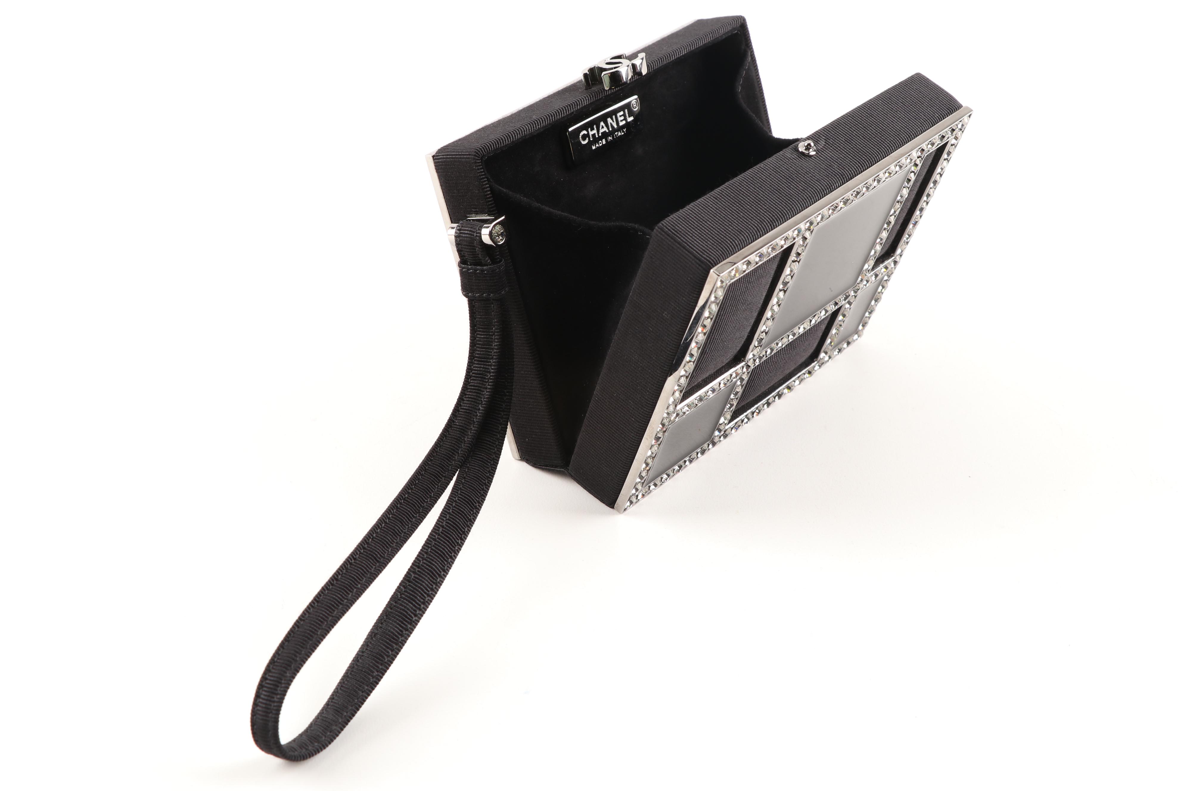 Chanel Grosgrain and Enamel Minaudière with Crystals and Ruthenium Hardware