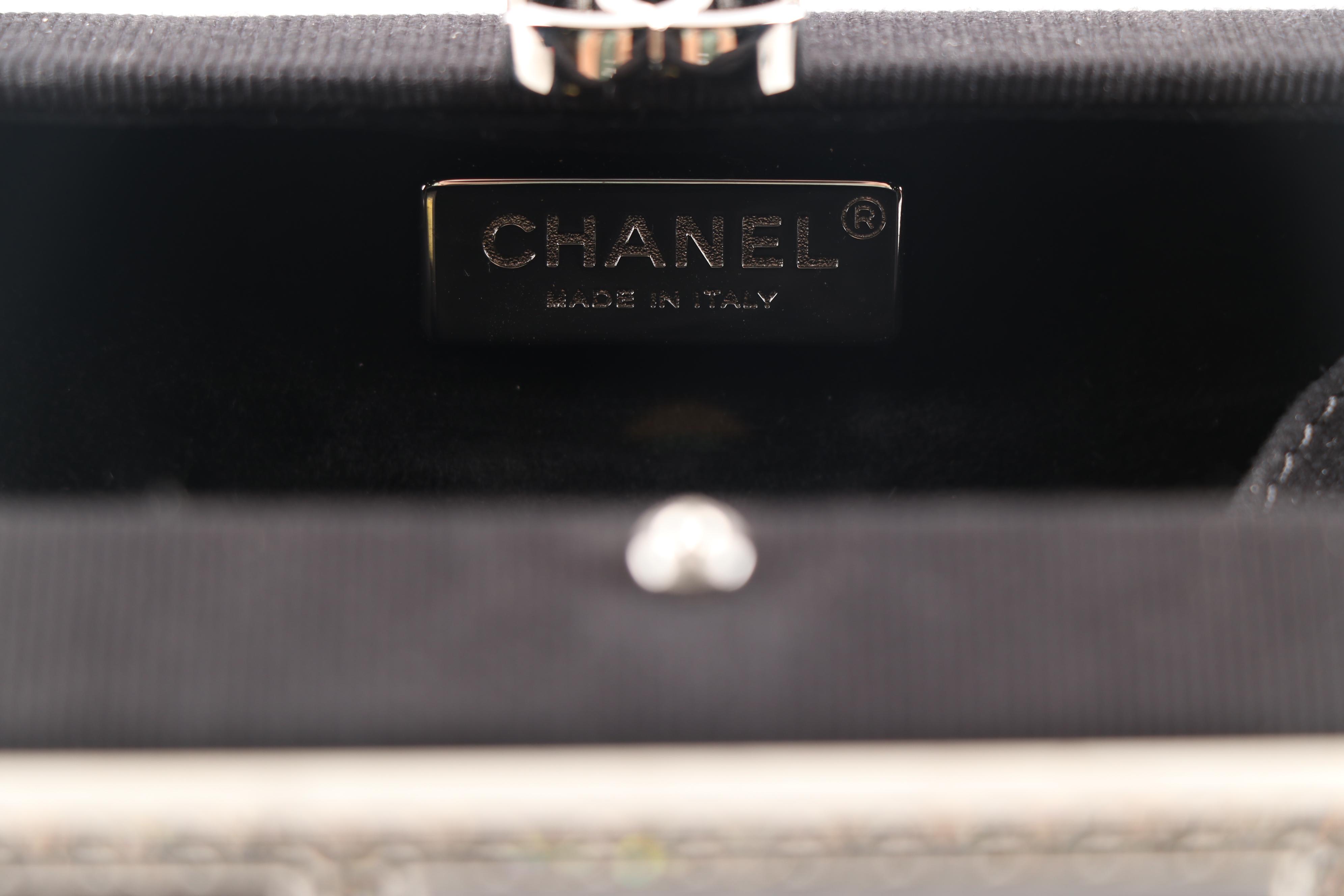 Chanel Grosgrain and Enamel Minaudière with Crystals and Ruthenium Hardware