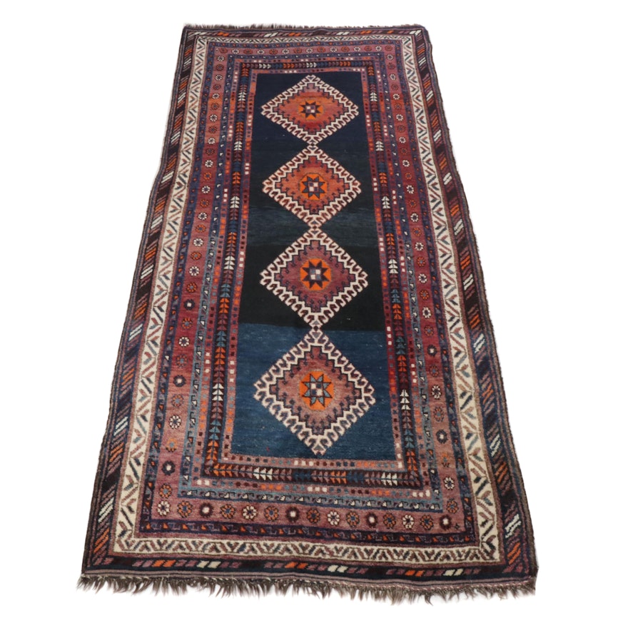 4'7 x 10'2 Hand-Knotted Persian Qashqai Shiraz Rug, circa 1920s