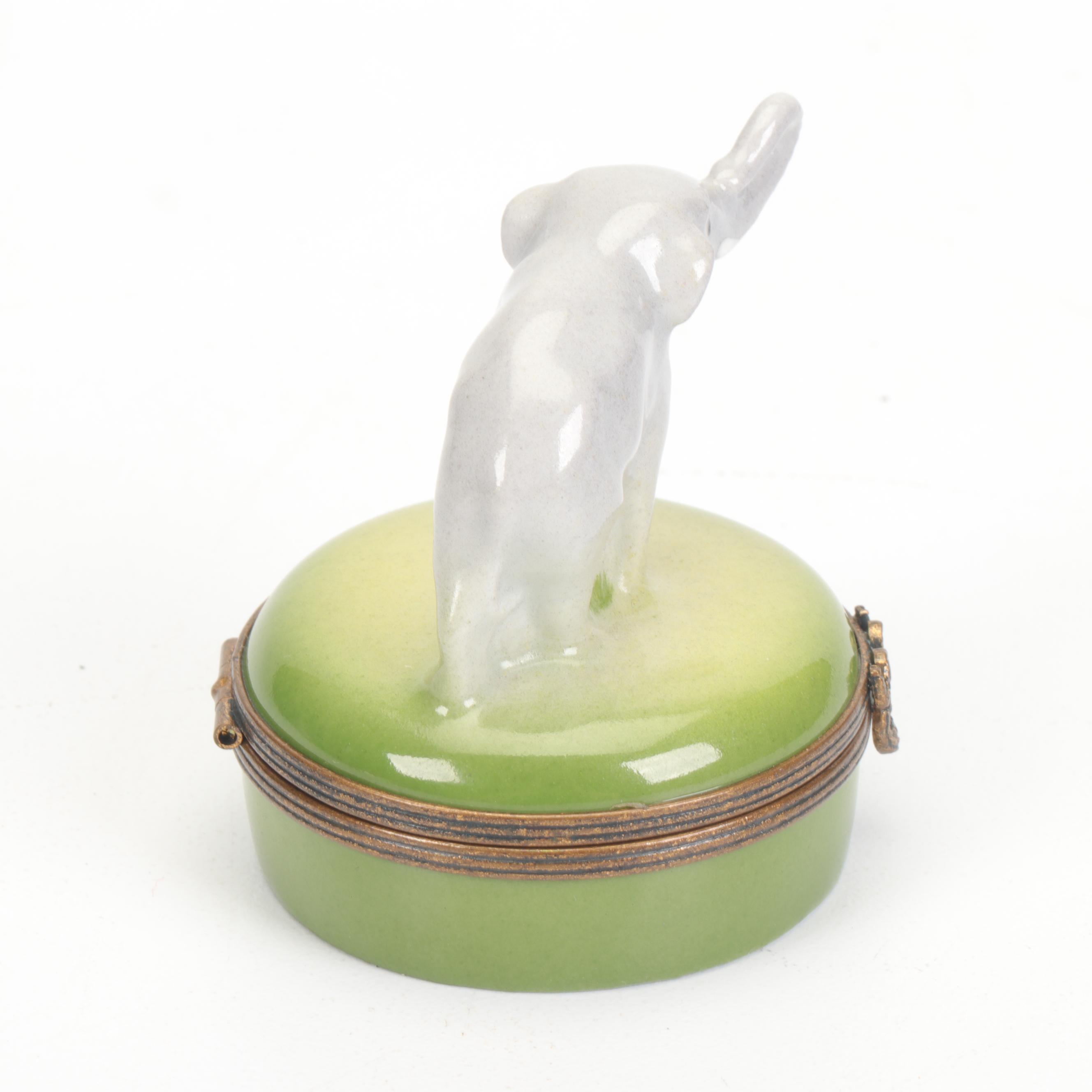 Castel Limoges Hand-Painted Porcelain Elephant Trinket Box
