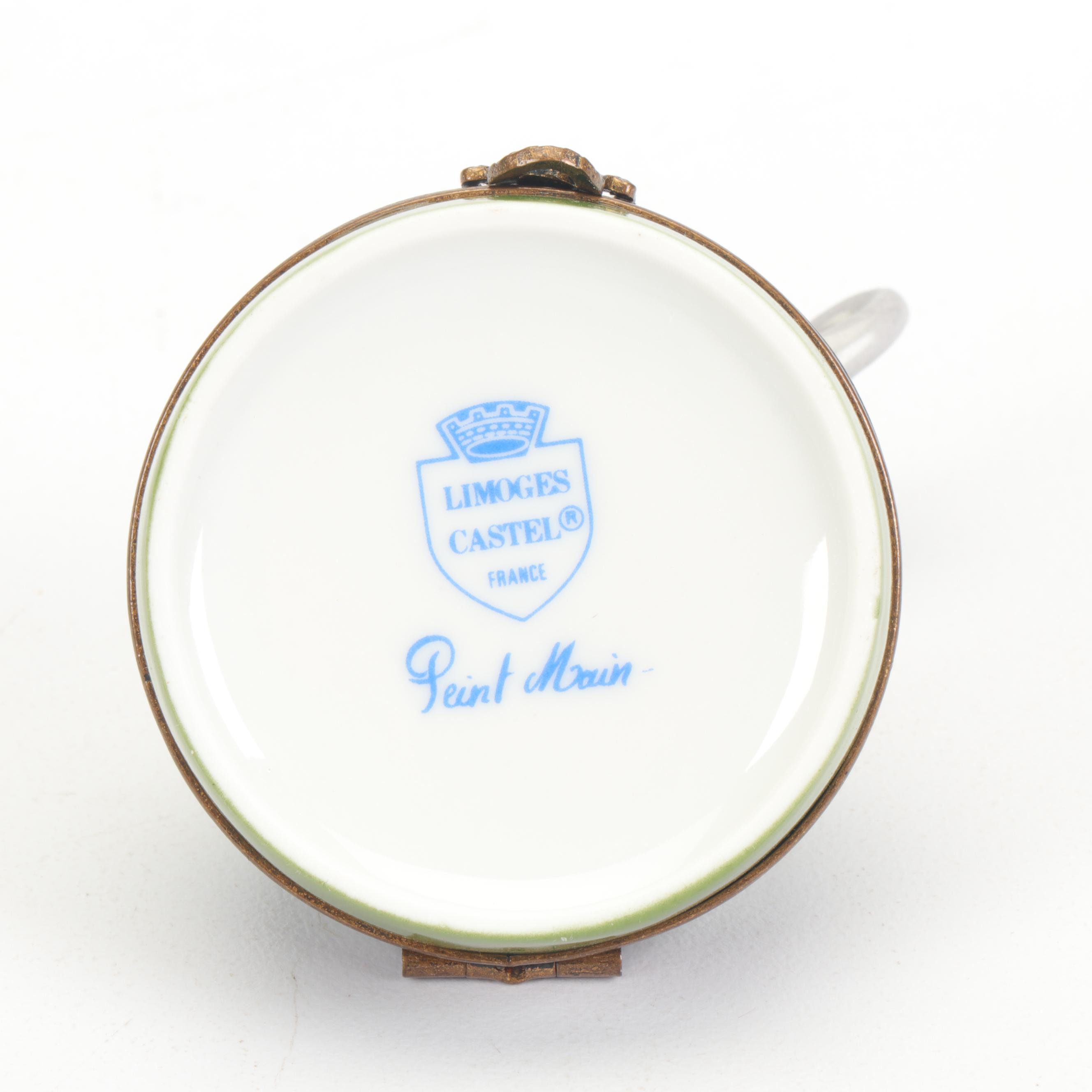 Castel Limoges Hand-Painted Porcelain Elephant Trinket Box