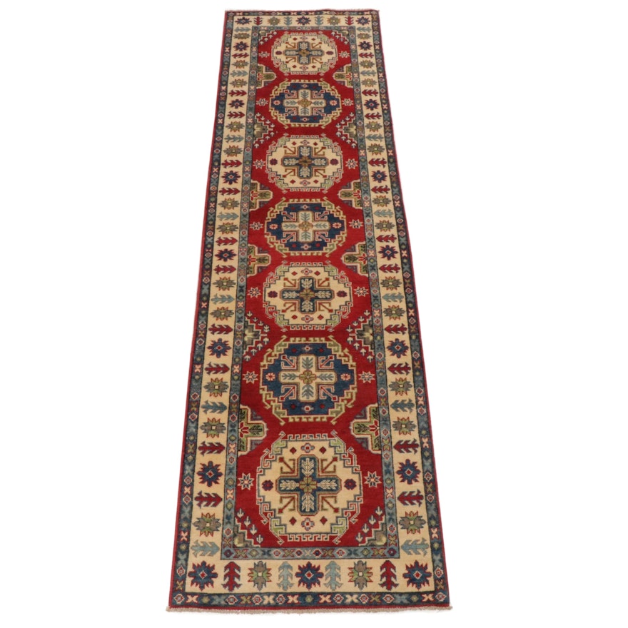 2'8 x 10'0 Hand-Knotted Afghani Caucasian Kazak Carpet Runner