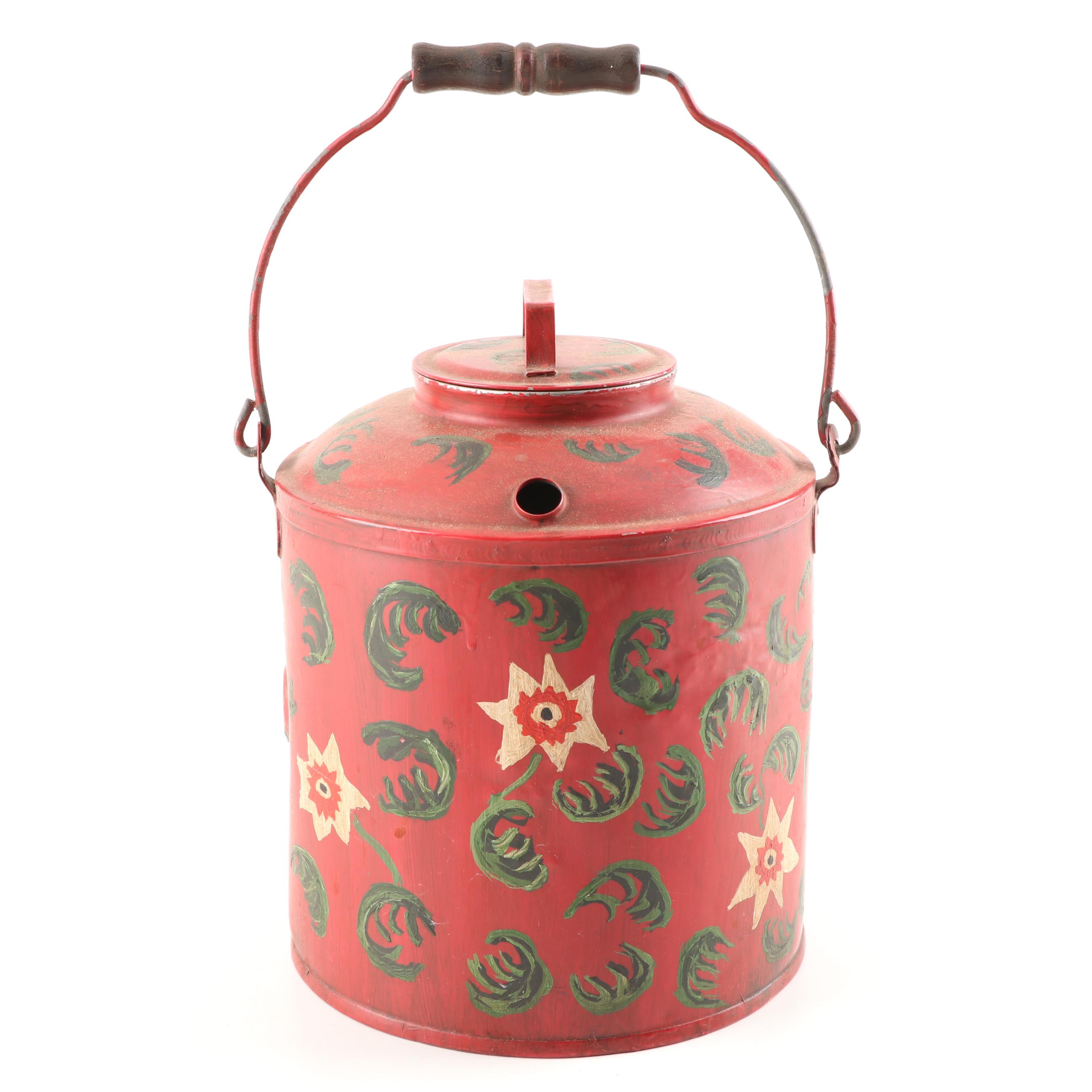 Painted Cast Iron Oil Can and Metal Kerosene Can