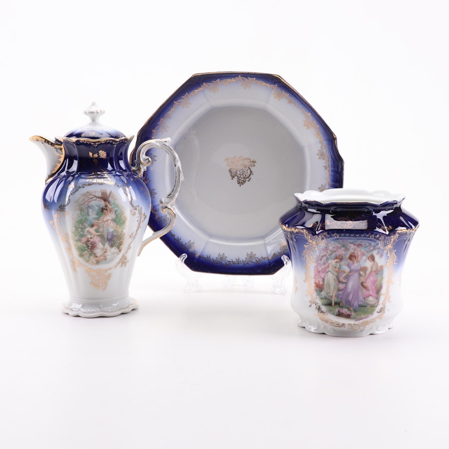 PMB Royal Bavaria and SVOC Imperial China Porcelain Plate, Teapot, and Vase