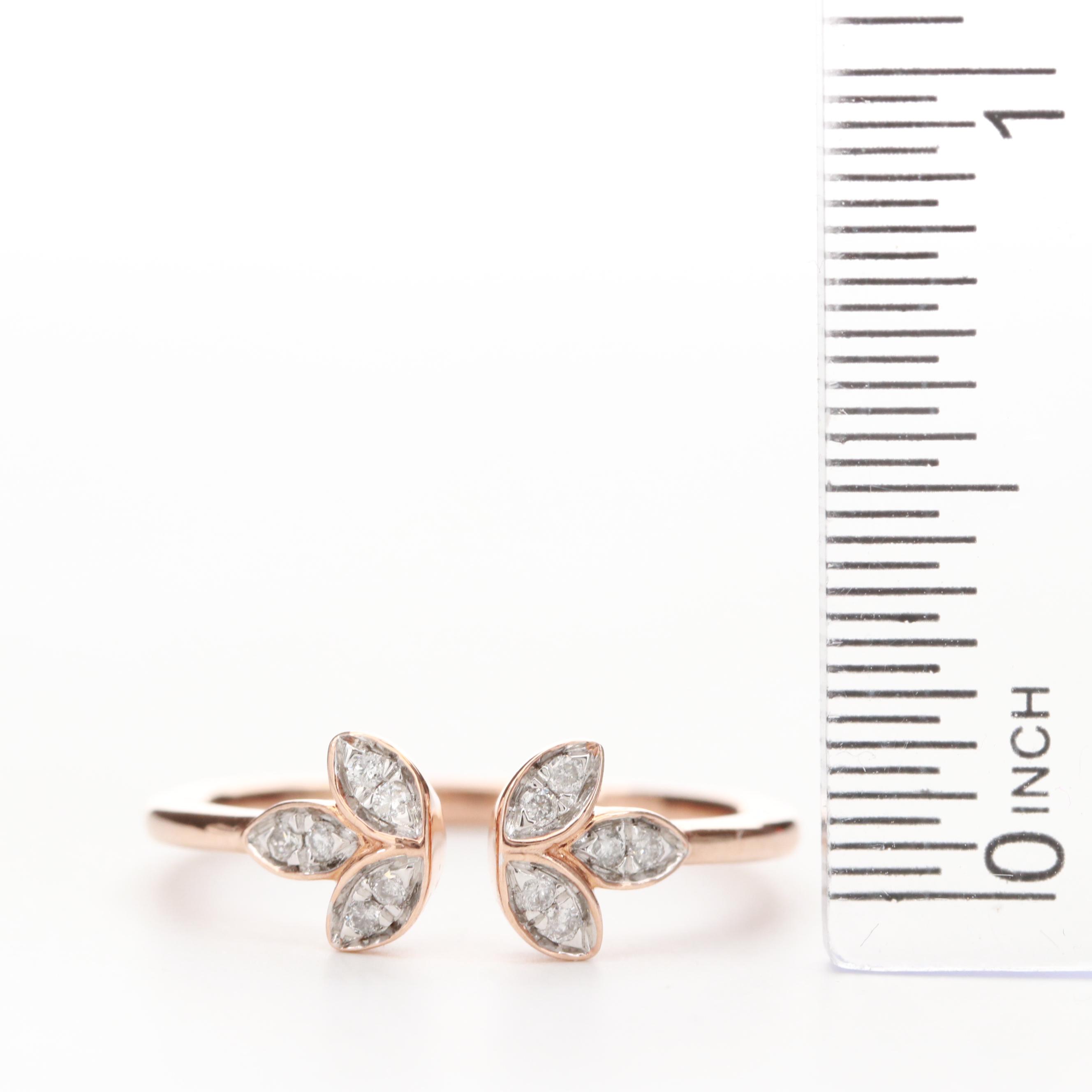 10K Rose Gold Diamond Open Top Ring