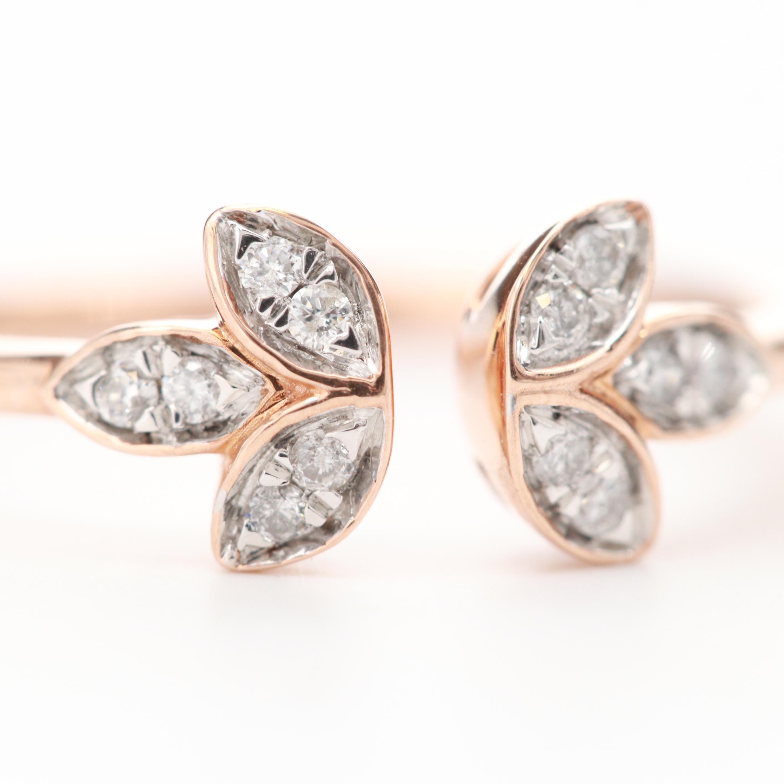 10K Rose Gold Diamond Open Top Ring