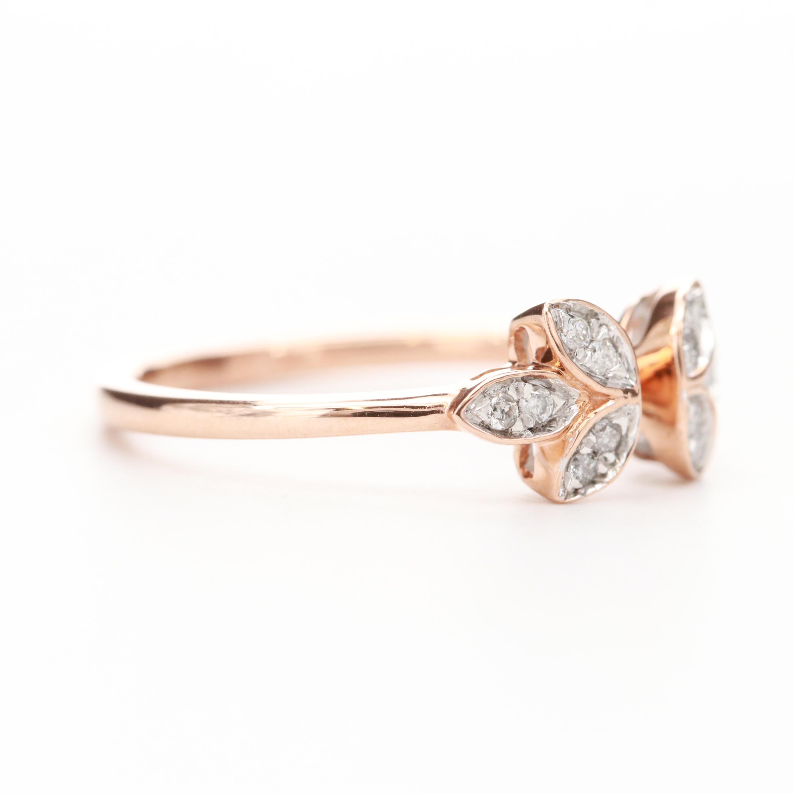 10K Rose Gold Diamond Open Top Ring