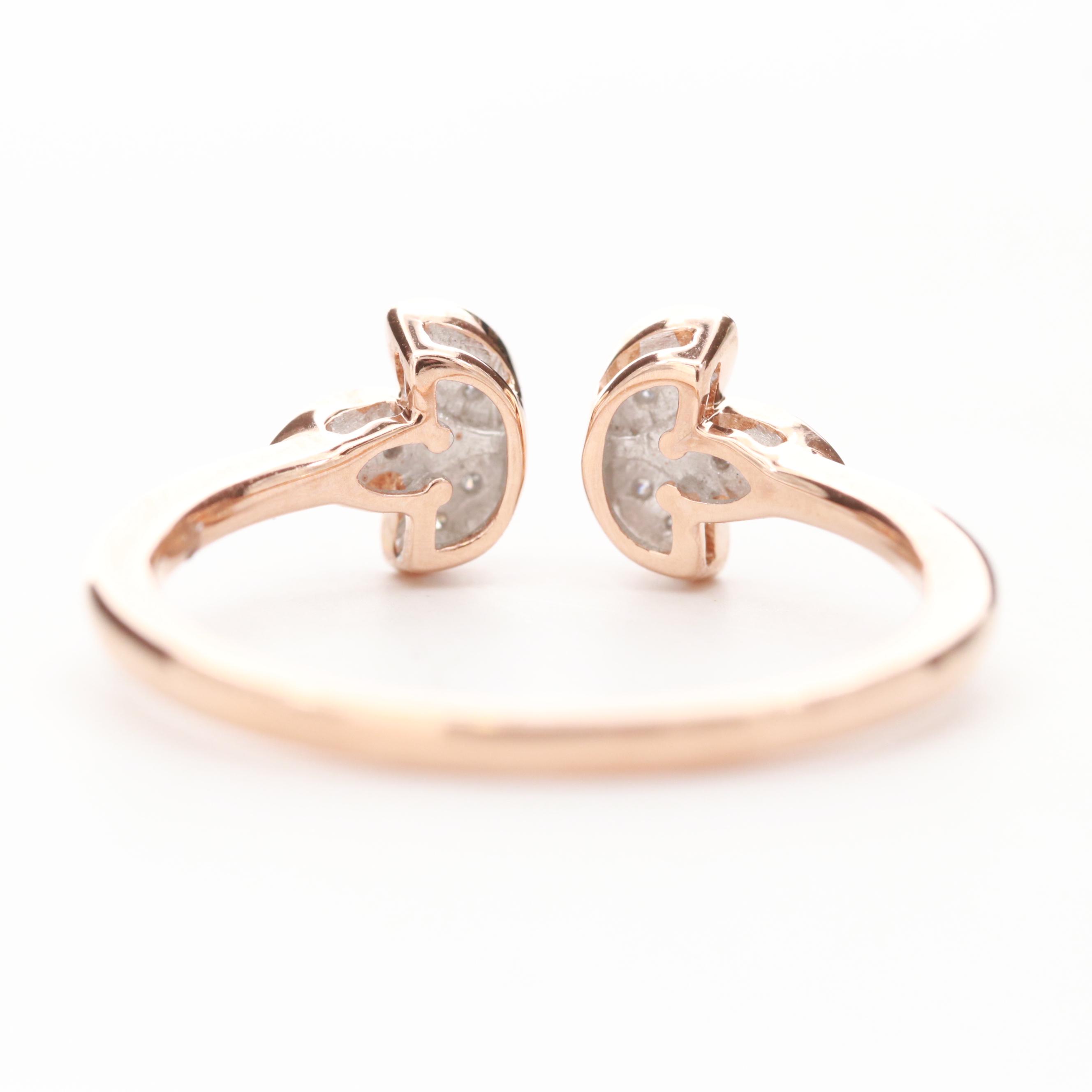 10K Rose Gold Diamond Open Top Ring