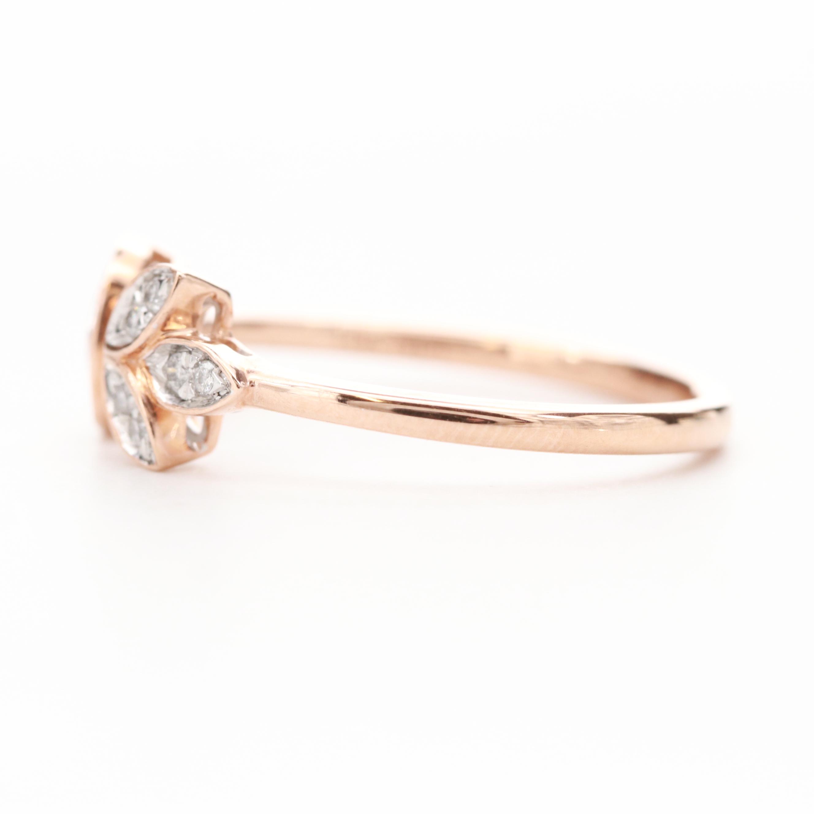 10K Rose Gold Diamond Open Top Ring