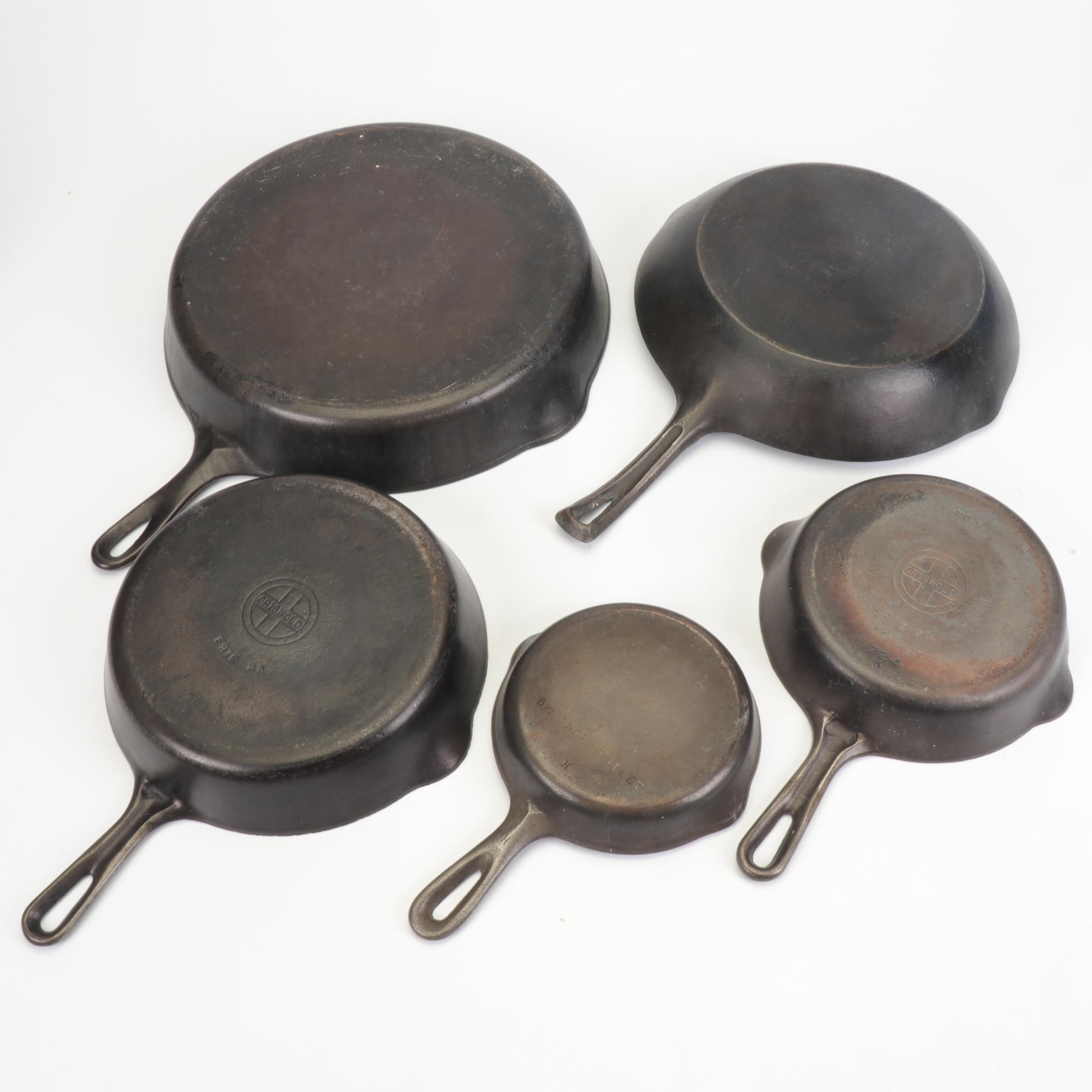 Griswold and Wagner Ware Cast Iron Skillets, Vintage