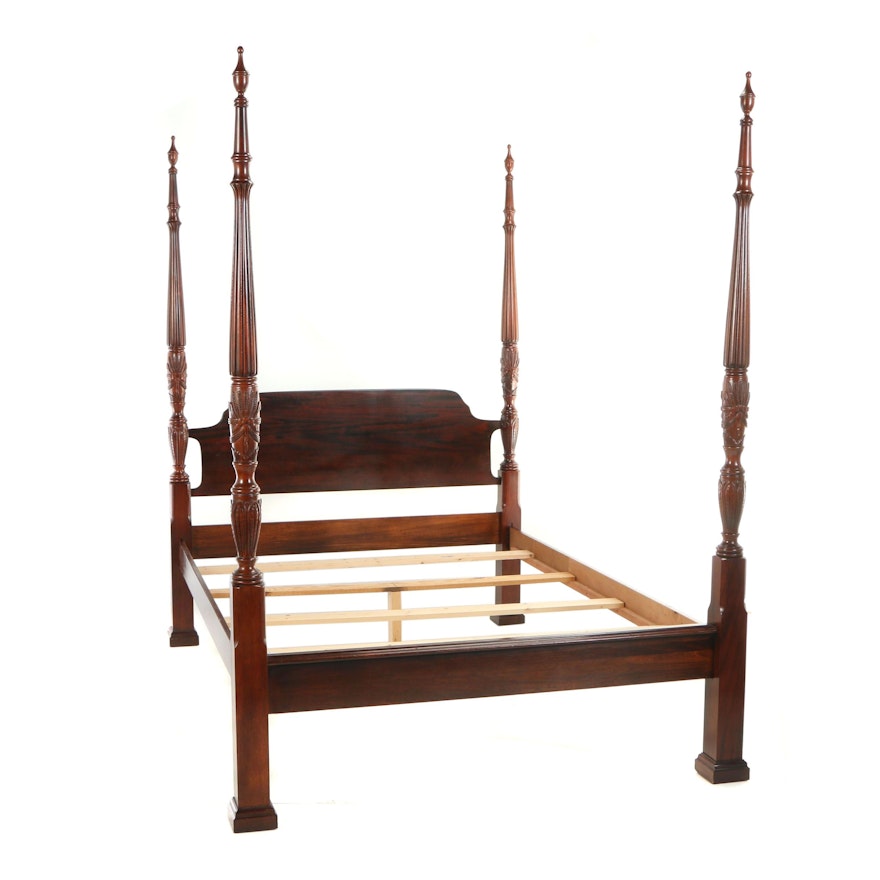 Federal Style Mahogany and Mahogany-Stained Queen Size Four-Post Bed Frame