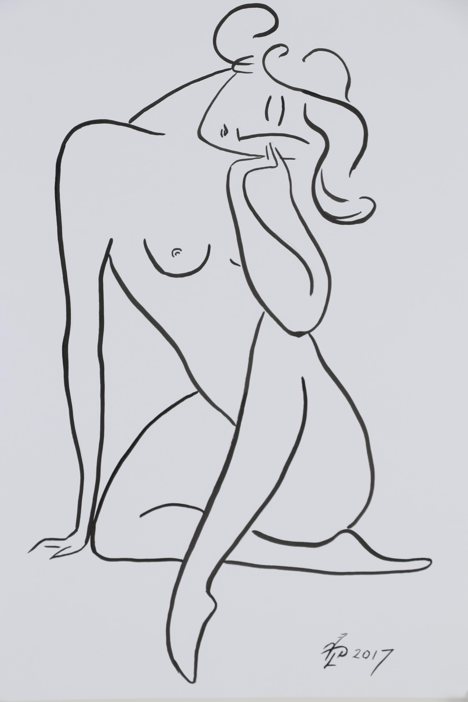 Vlad Pronkin Female Nude Ink Drawing