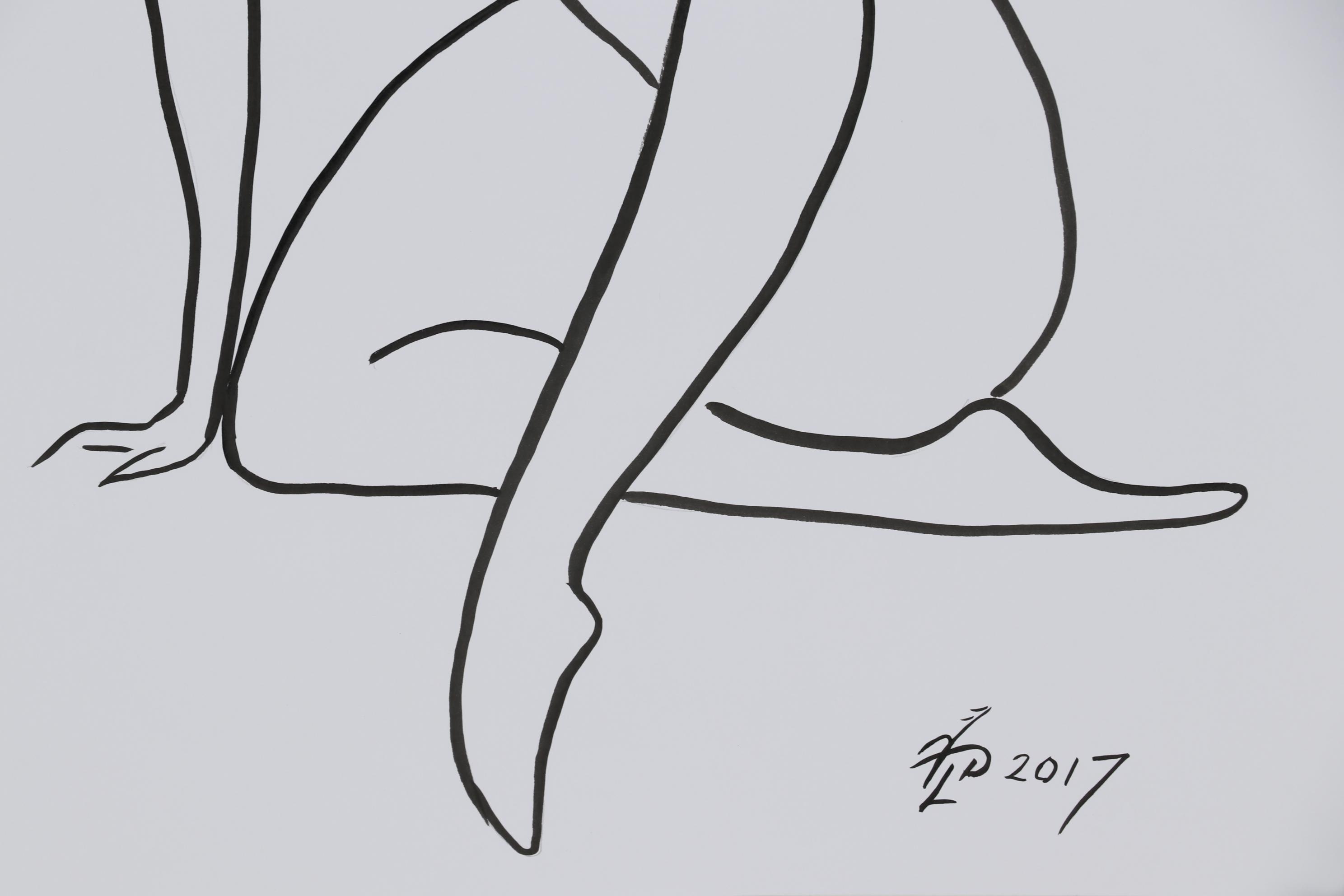 Vlad Pronkin Female Nude Ink Drawing