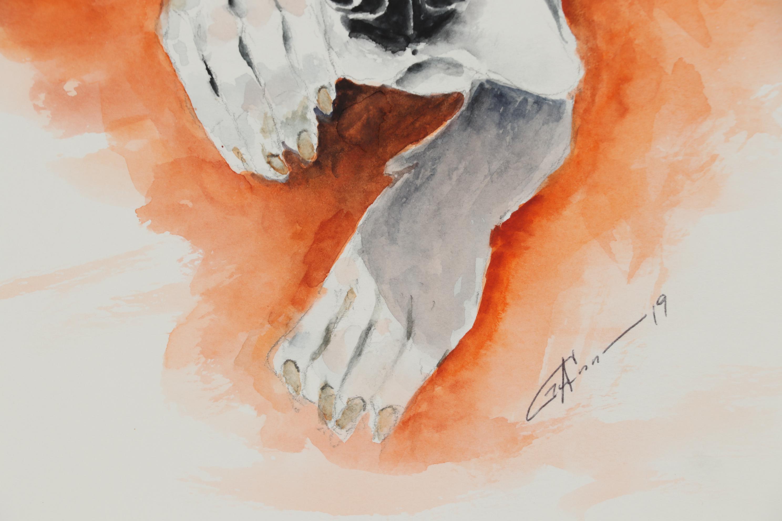 Alex Gunn Watercolor Painting of Relaxed Dog Portrait