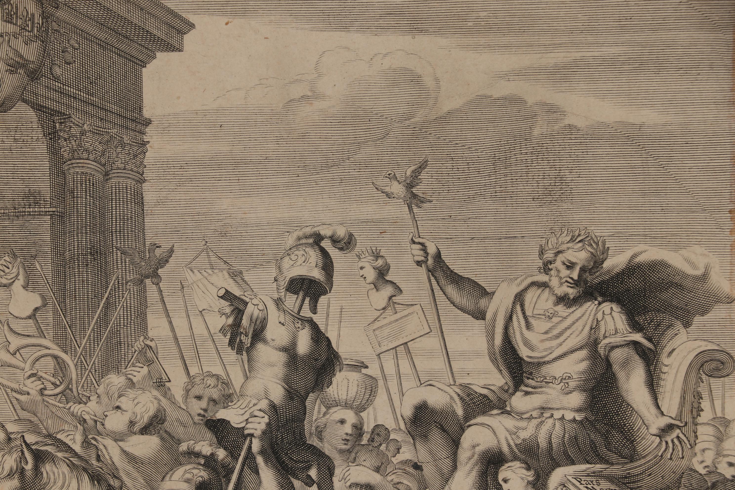 François de Poilly 17th Century Engraving of a Roman Triumphal Procession