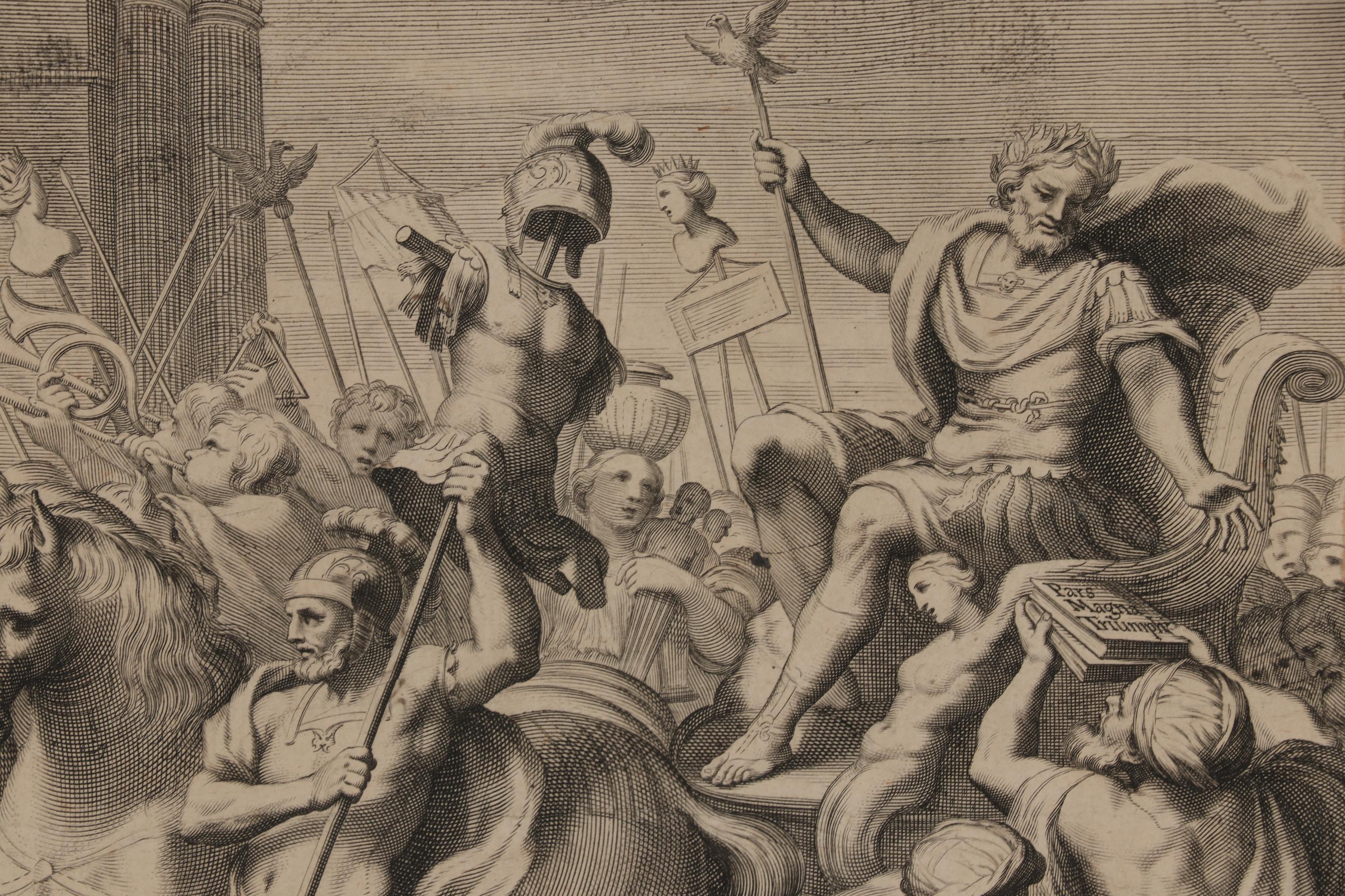 François de Poilly 17th Century Engraving of a Roman Triumphal Procession