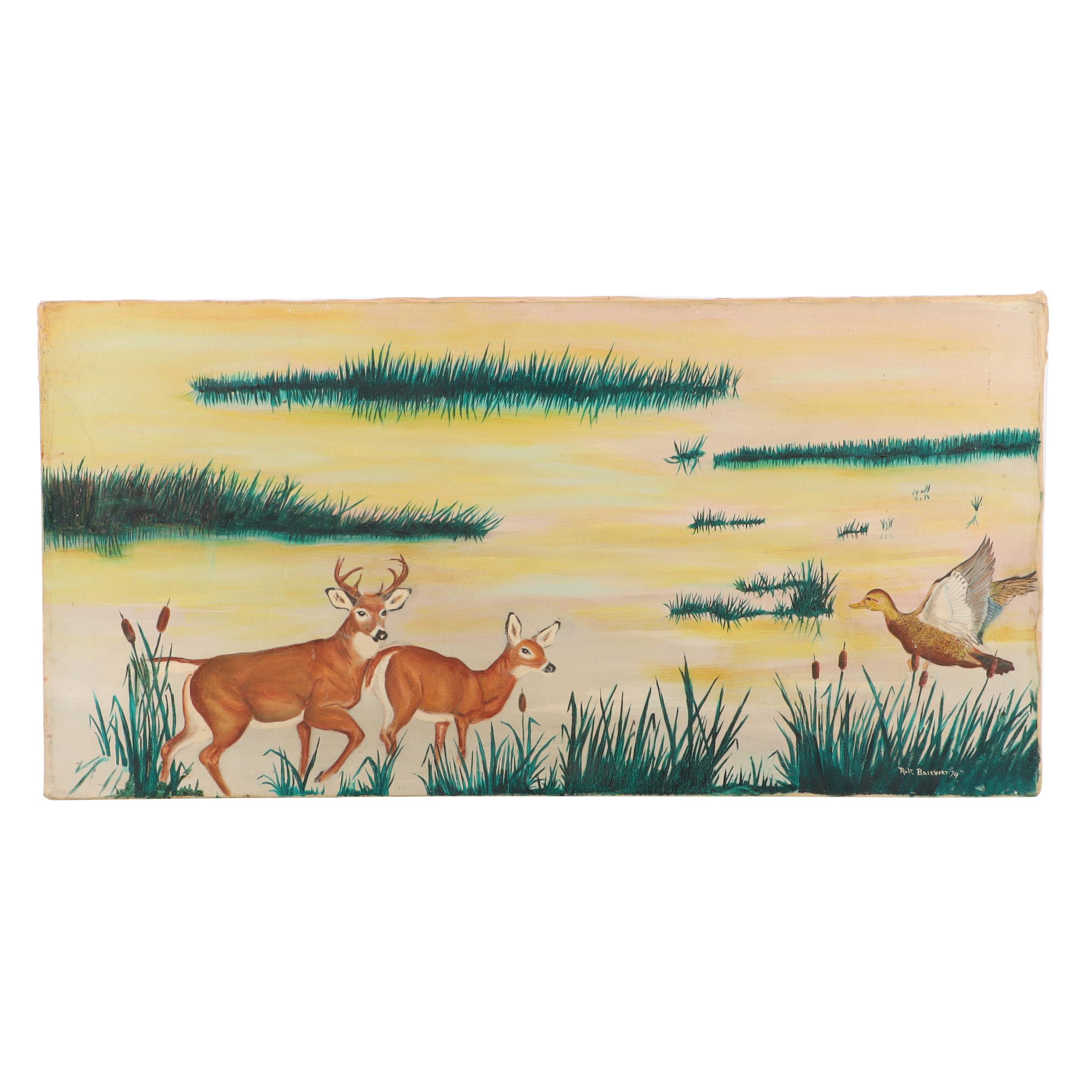 Robert Boisvert 1974 Acrylic Wildlife Painting