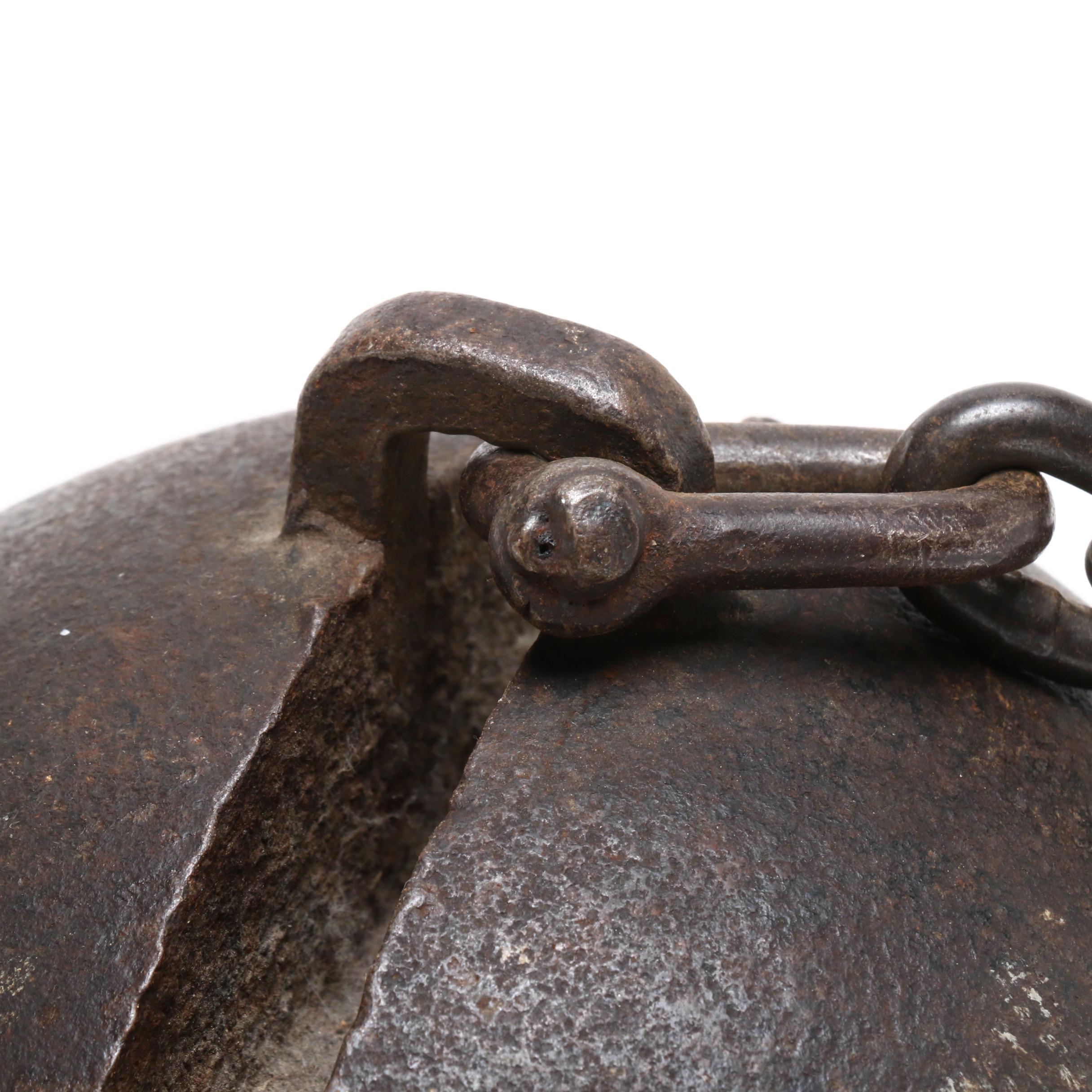 Medieval Style Iron Flail and "Ball and Chain" Restraint, Vintage