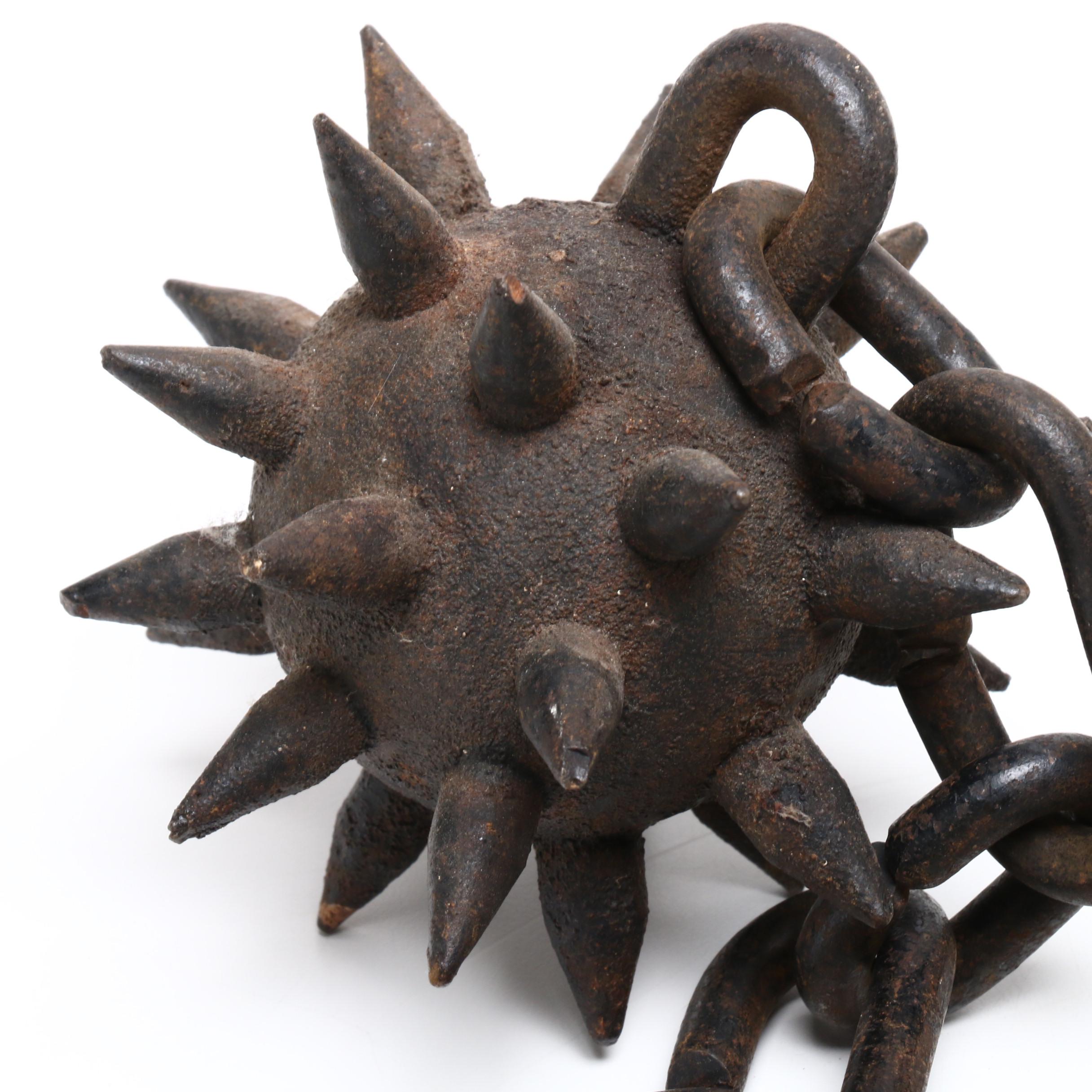 Medieval Style Iron Flail and "Ball and Chain" Restraint, Vintage