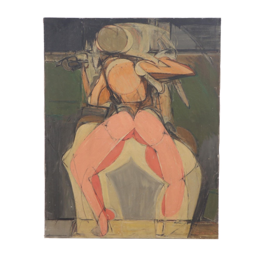Late 20th Century Abstract Figural Oil Painting