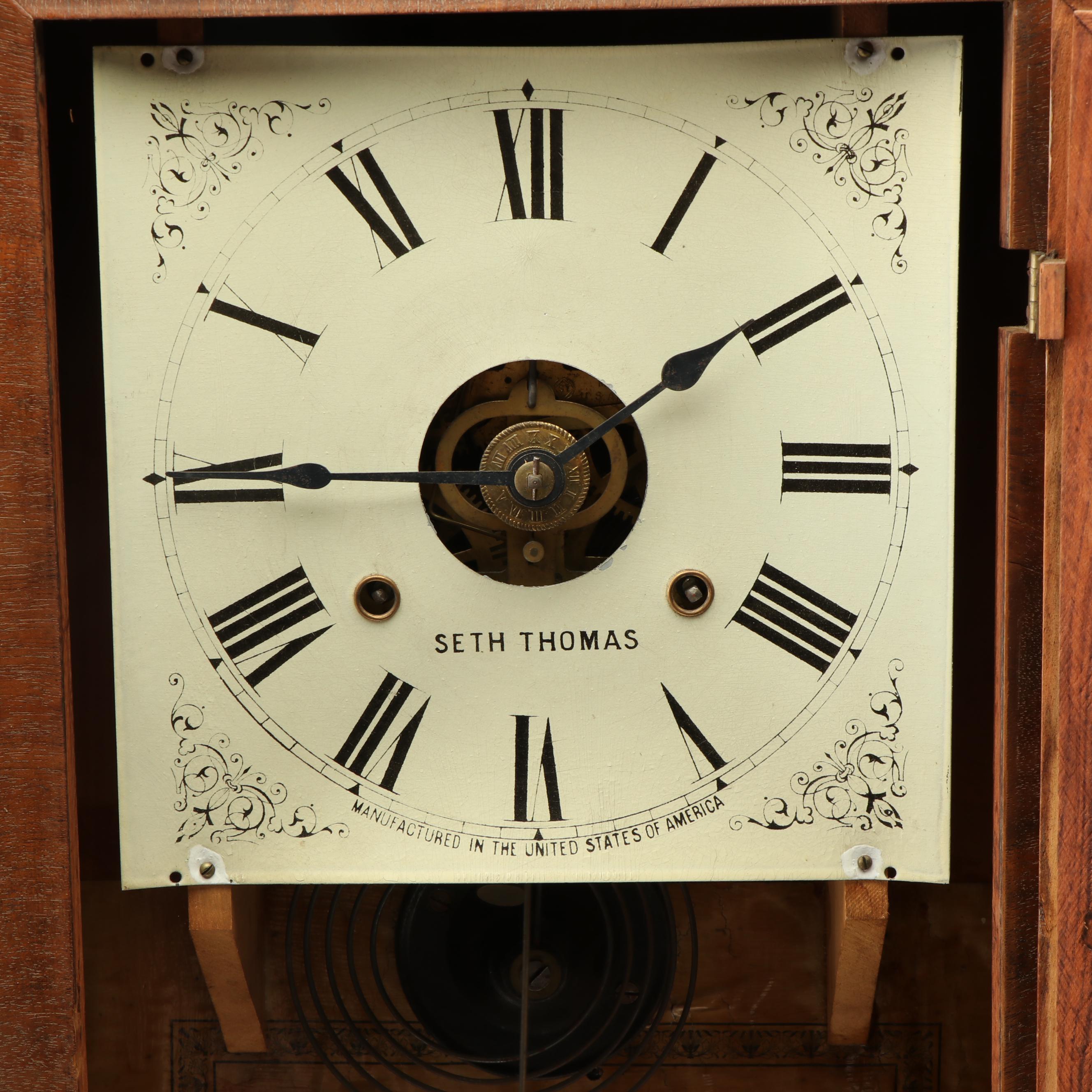 Vintage Seth Thomas Eight Day Half Hour Strike Pendulum Mantle Clock